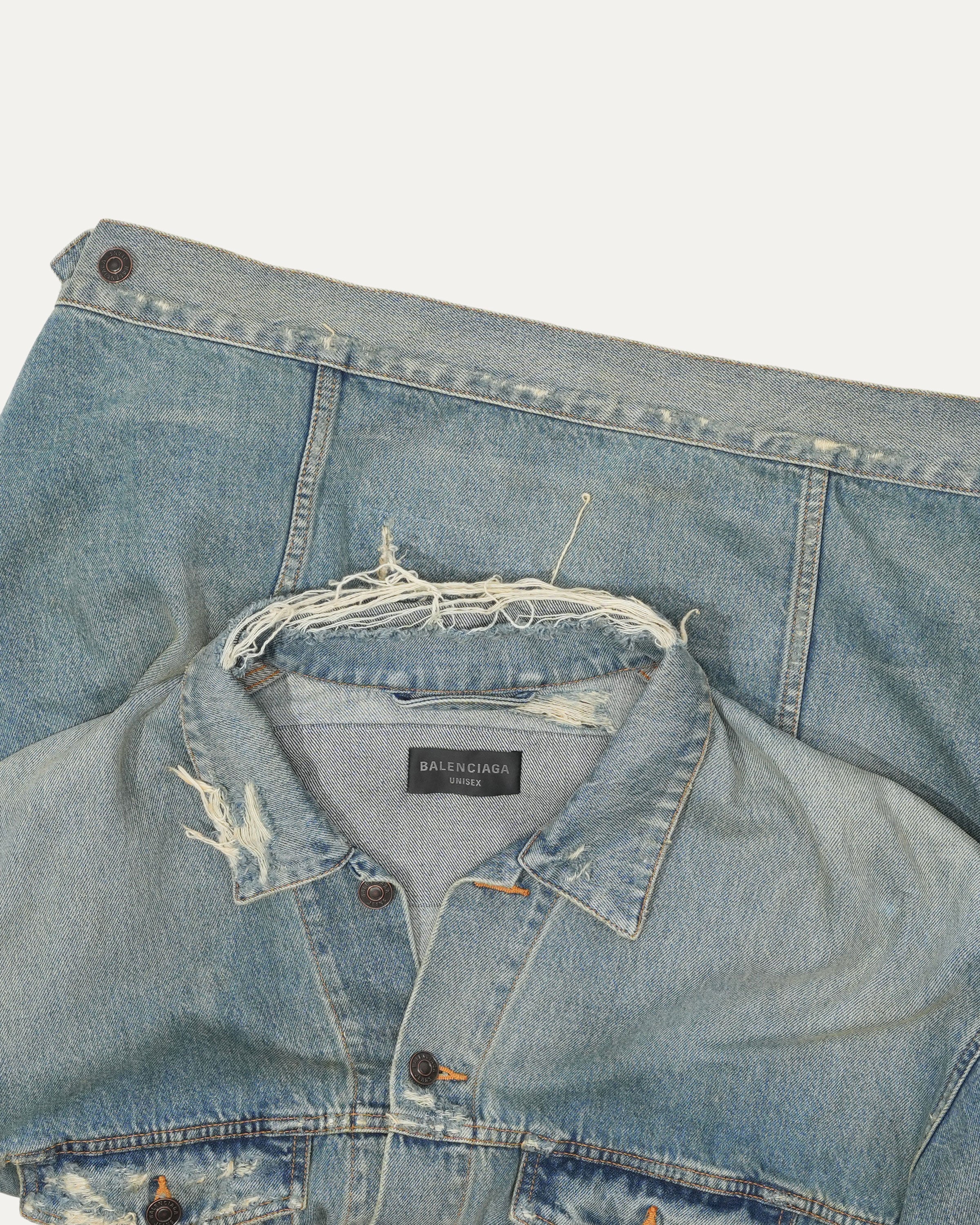 Distressed Denim Trucker Jacket - Image 3