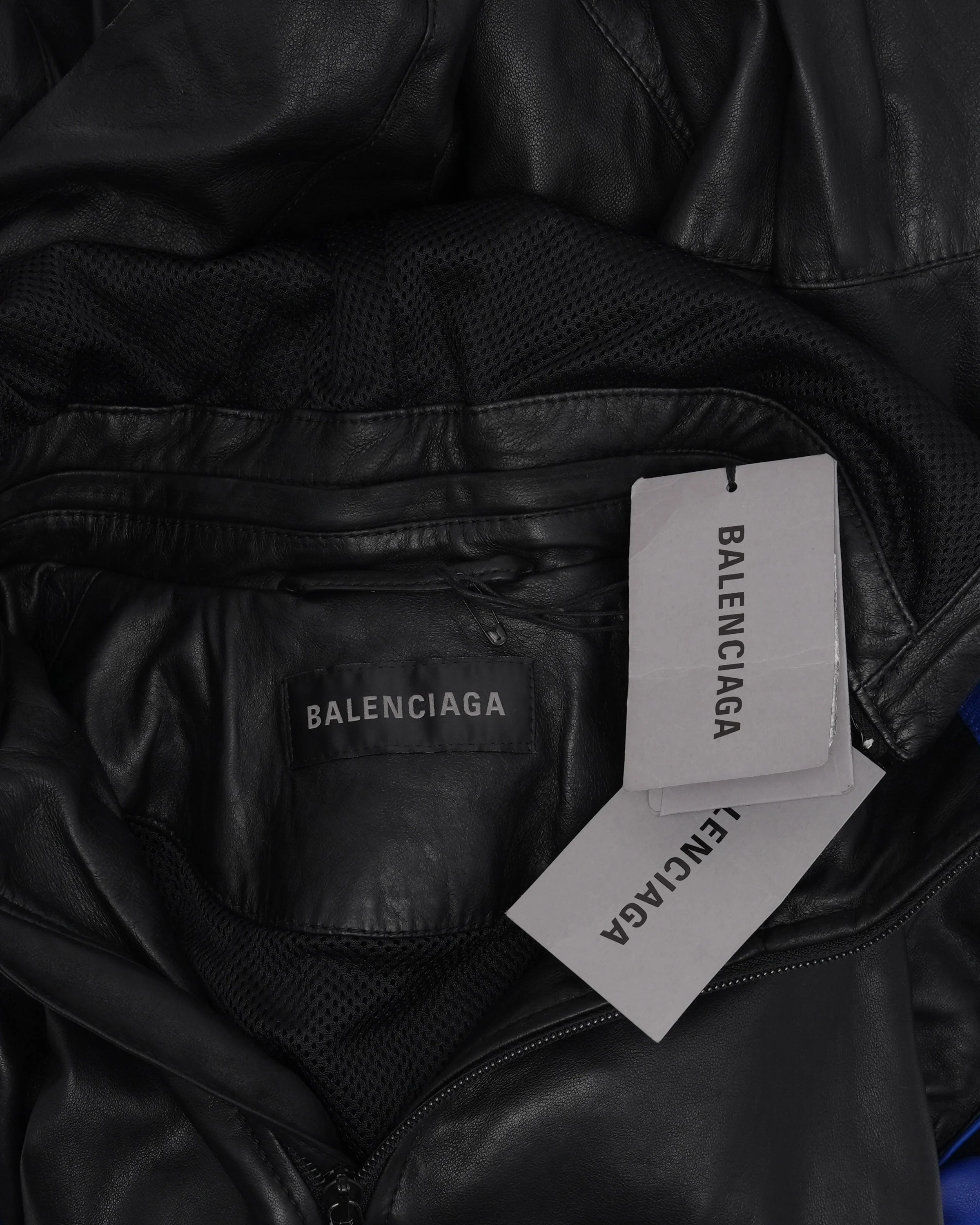 Leather 3B Hooded Track Jacket - Image 3