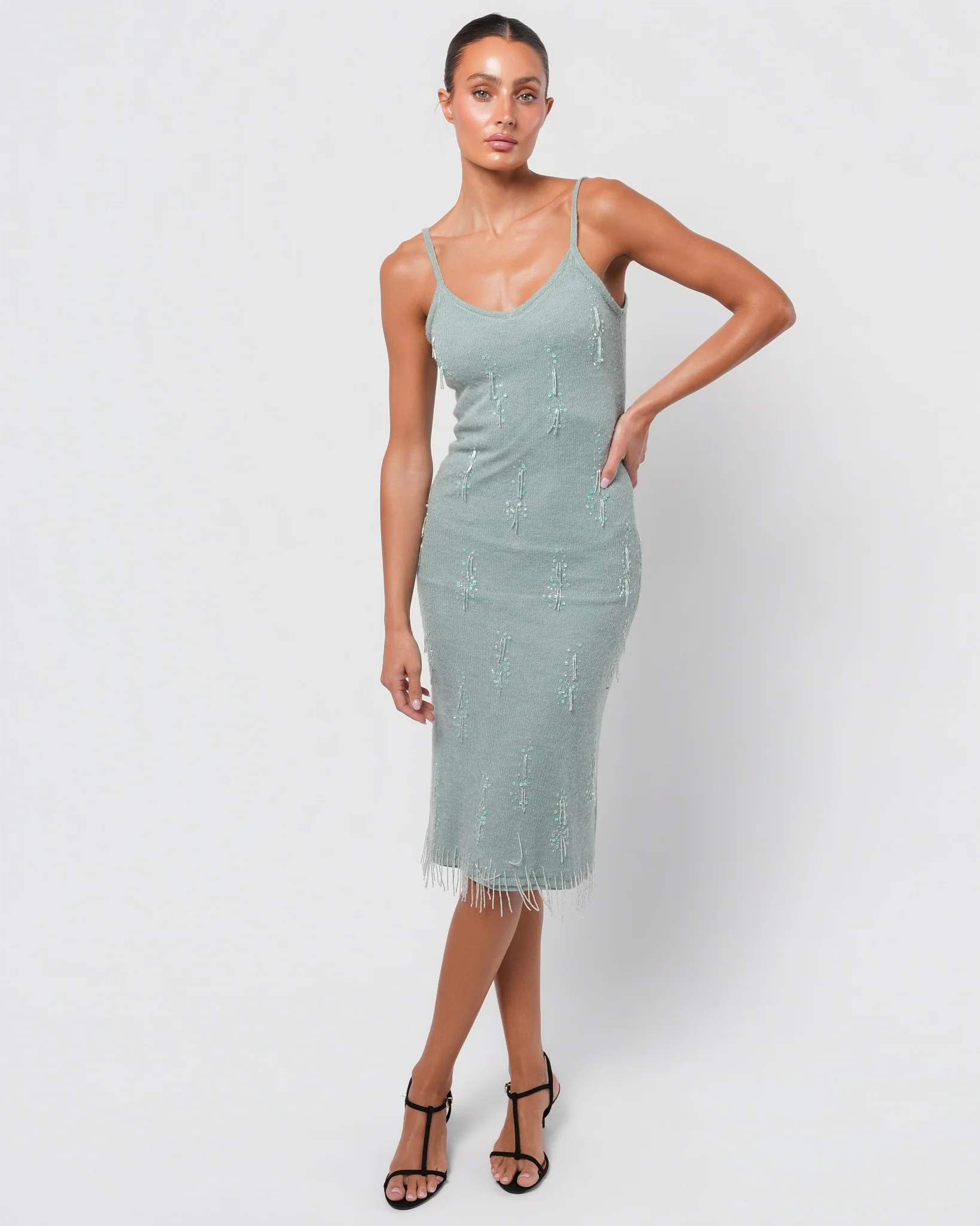 Bead Embellished Silk Lined Mohair Dress - Image 2