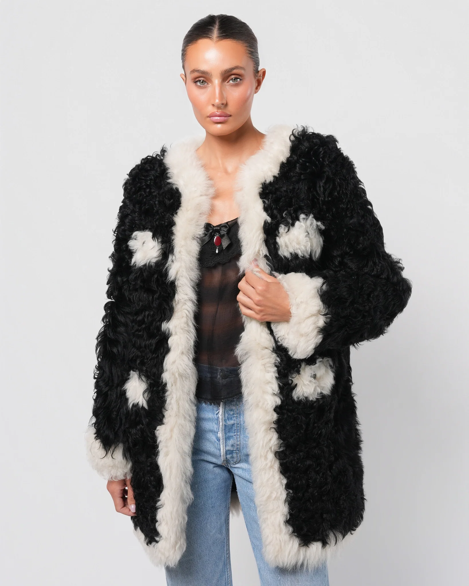 FW 2021 Two-Tone Shearling Coat - Image 2