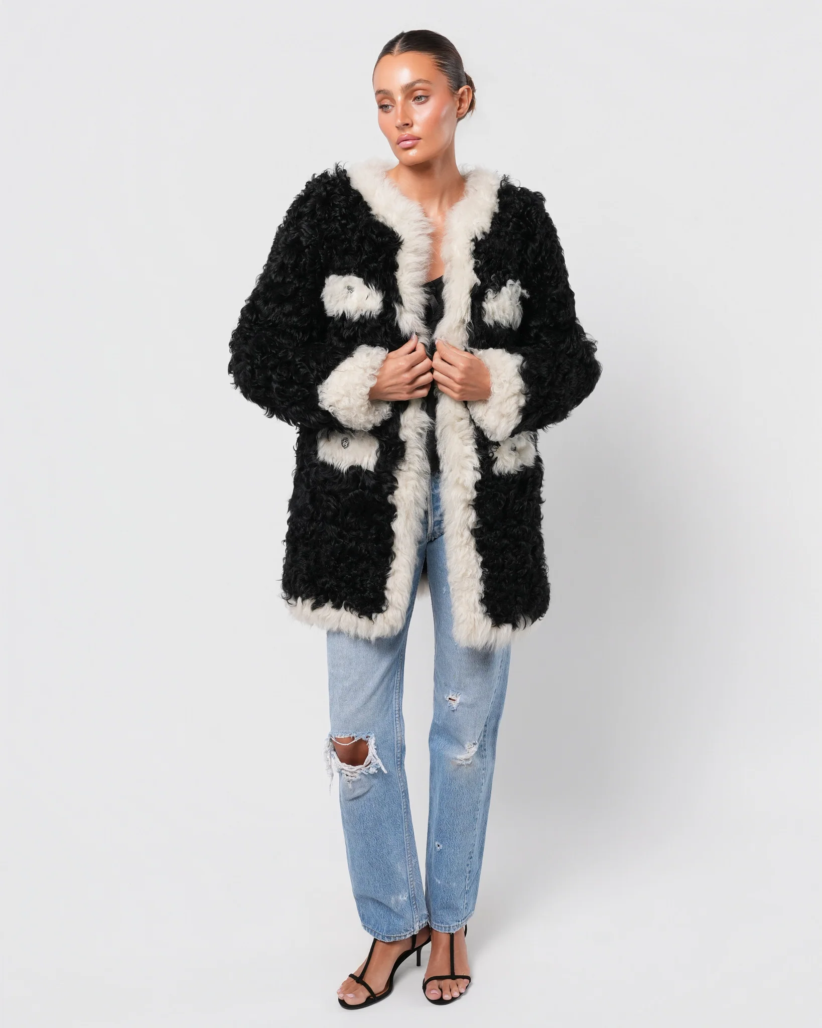 FW 2021 Two-Tone Shearling Coat - Image 3