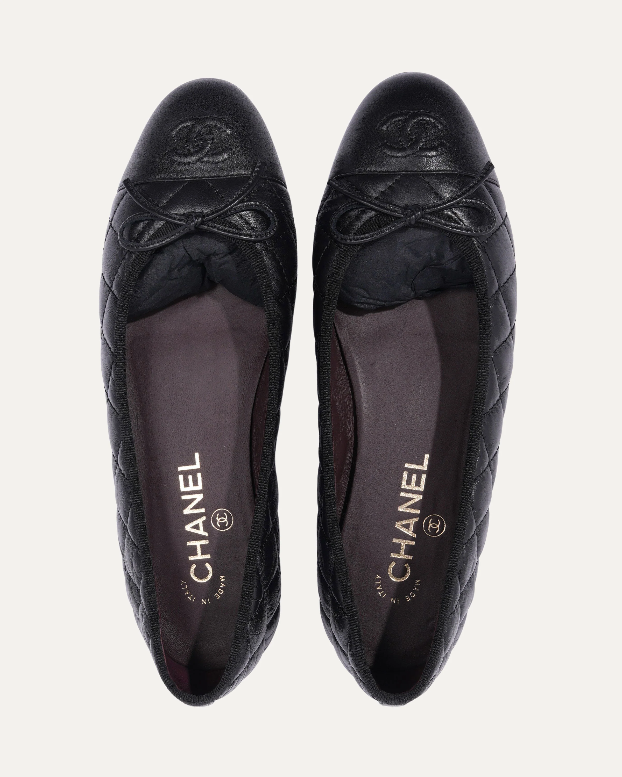 Leather Quilted Cap Toe Ballerina Flats - Image 5
