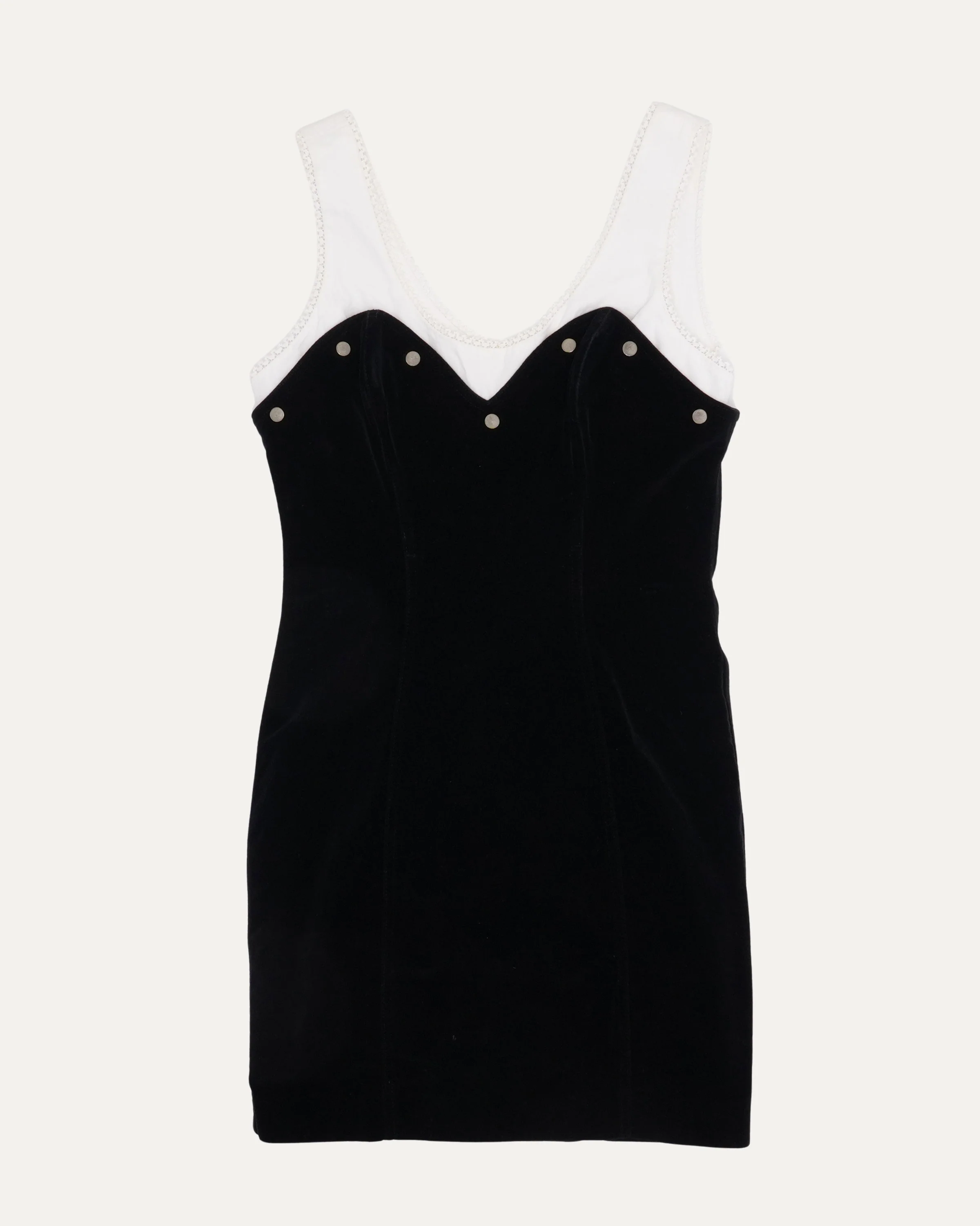 Two-Tone Velvet And Cotton Dress