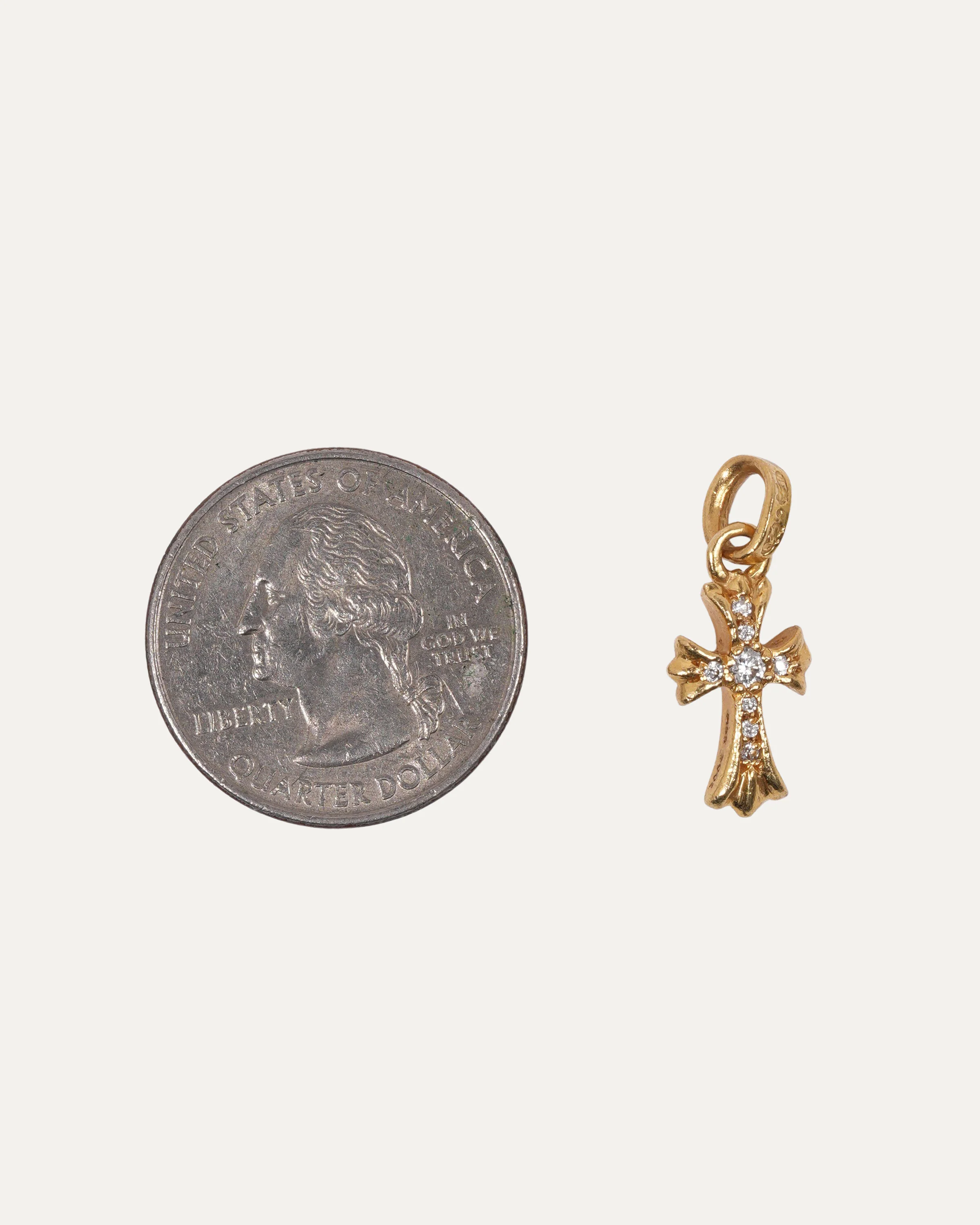 22k Gold Baby Fat Diamond Cross Pendant - Image 3