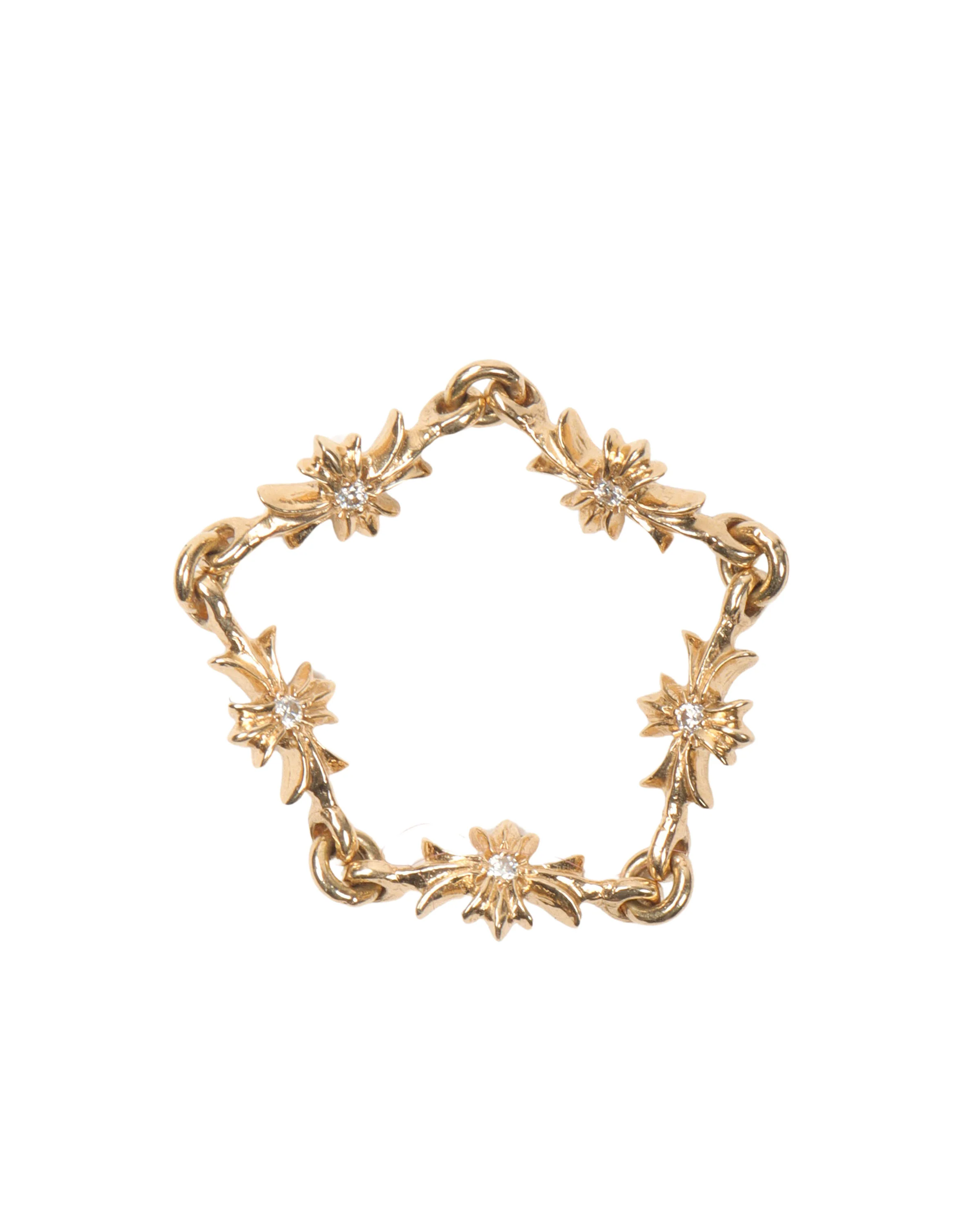22k Gold & Diamond Tiny E Chain Ring