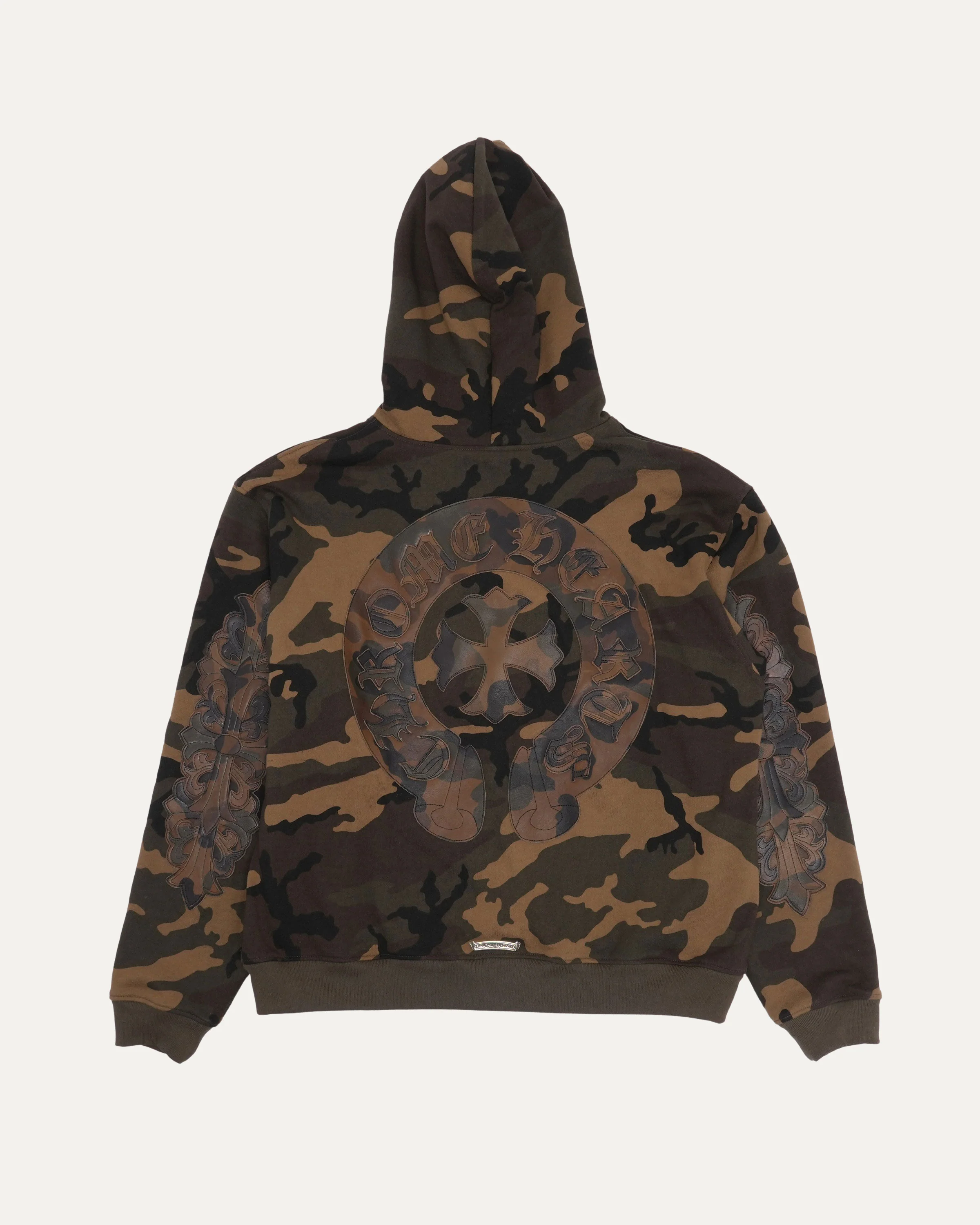 Camouflage Horseshoe Floral Cross Patch Zip Hoodie - Image 2