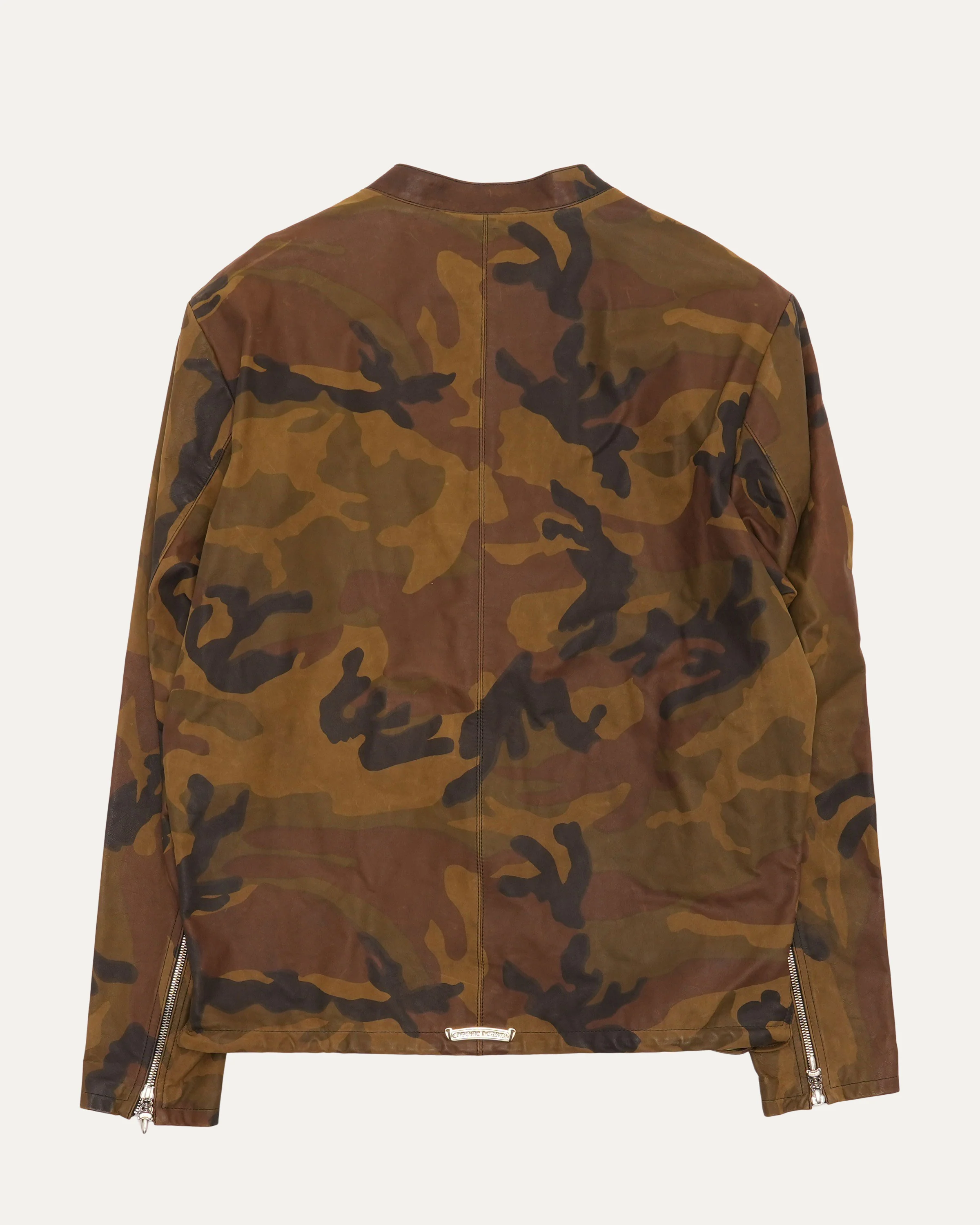 Camouflage Leather Quarter Zip Pullover EZ Rider Jacket - Image 2