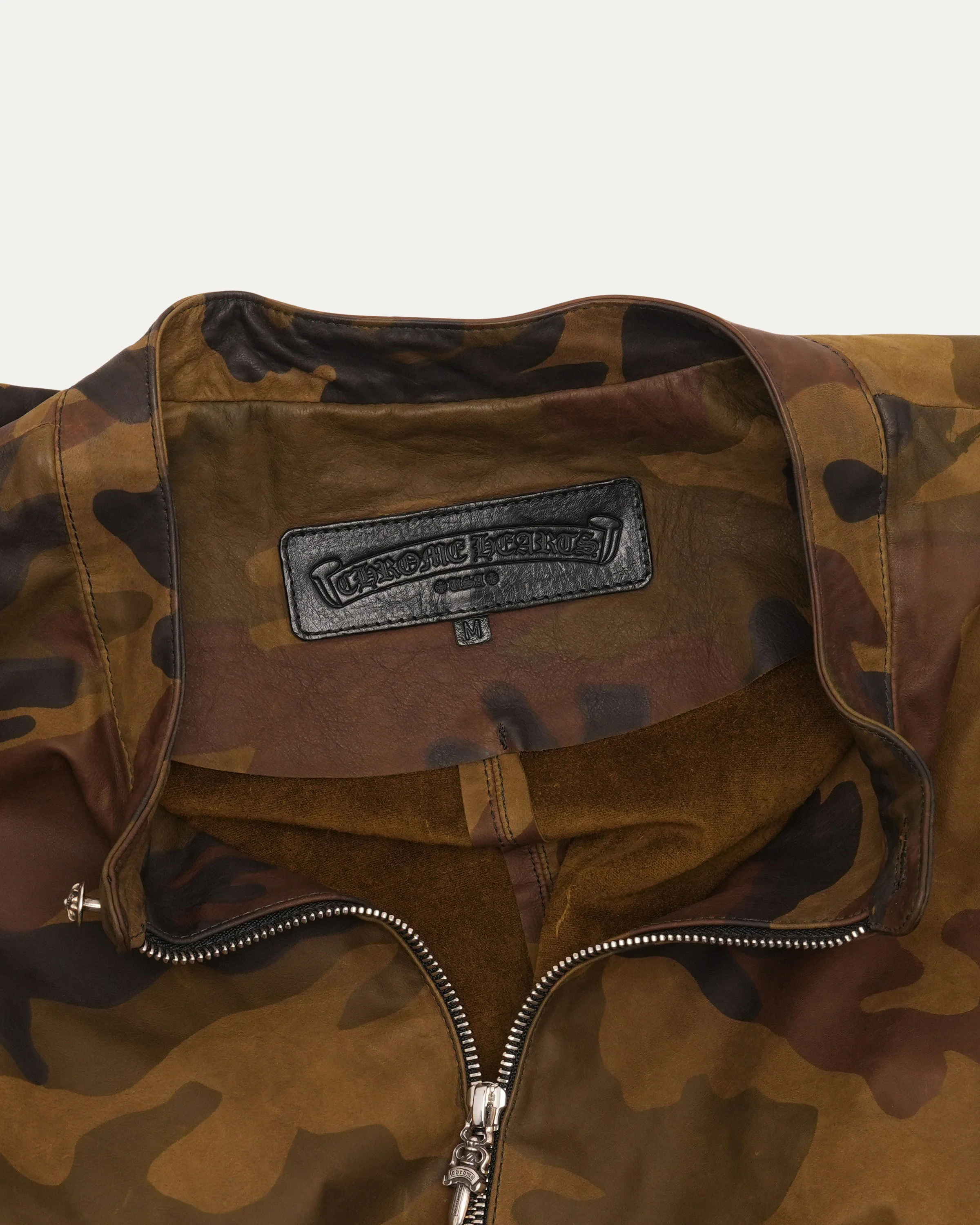 Camouflage Leather Quarter Zip Pullover EZ Rider Jacket - Image 3