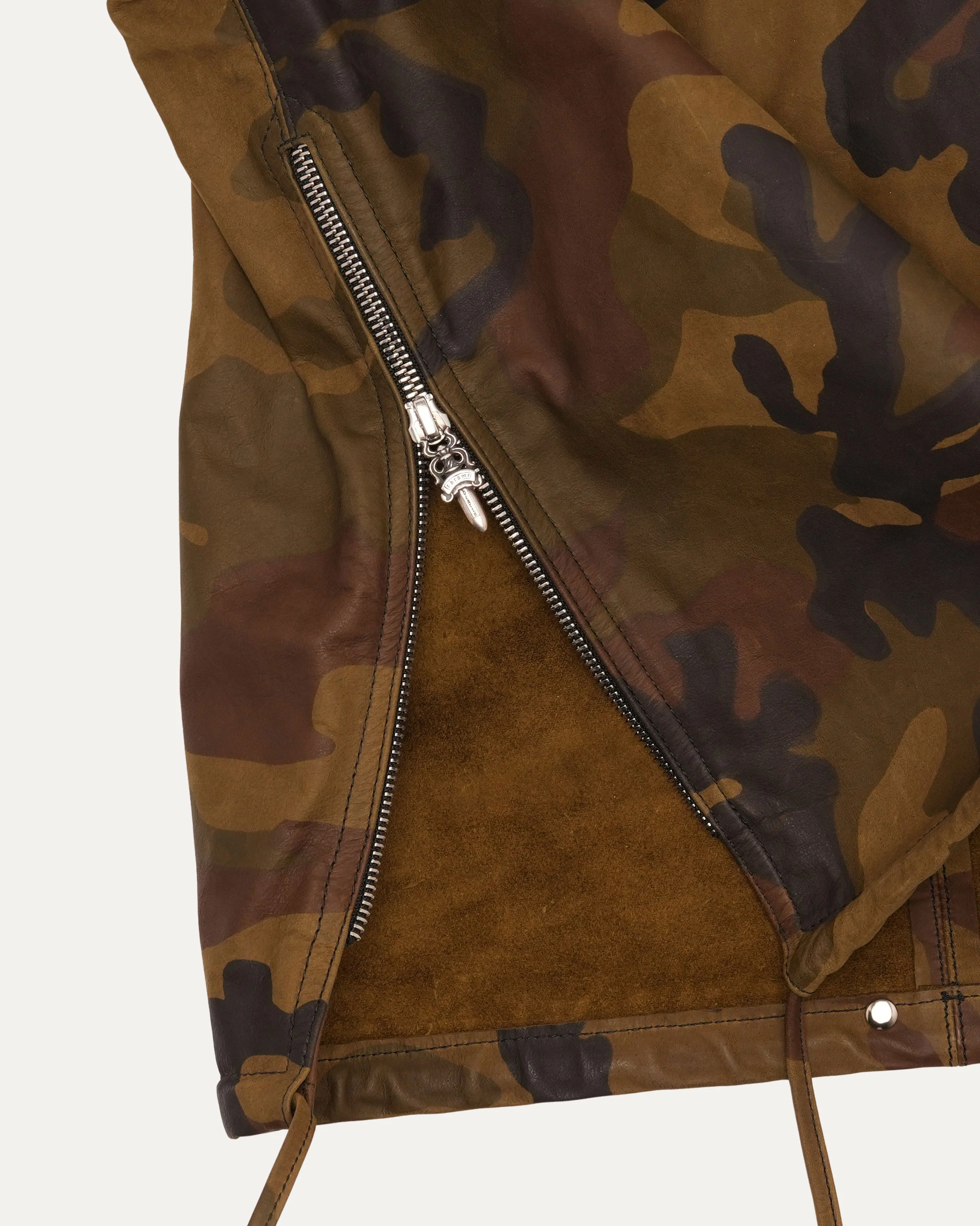 Camouflage Leather Quarter Zip Pullover EZ Rider Jacket - Image 4