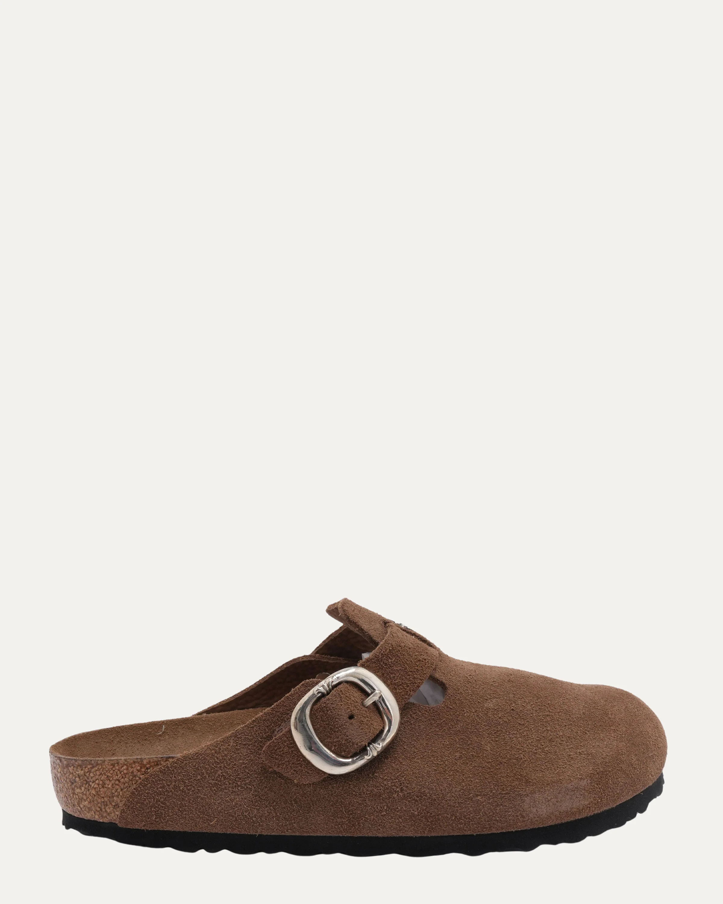 Cross Embellished Birkenstock Boston Suede Mule - Image 2