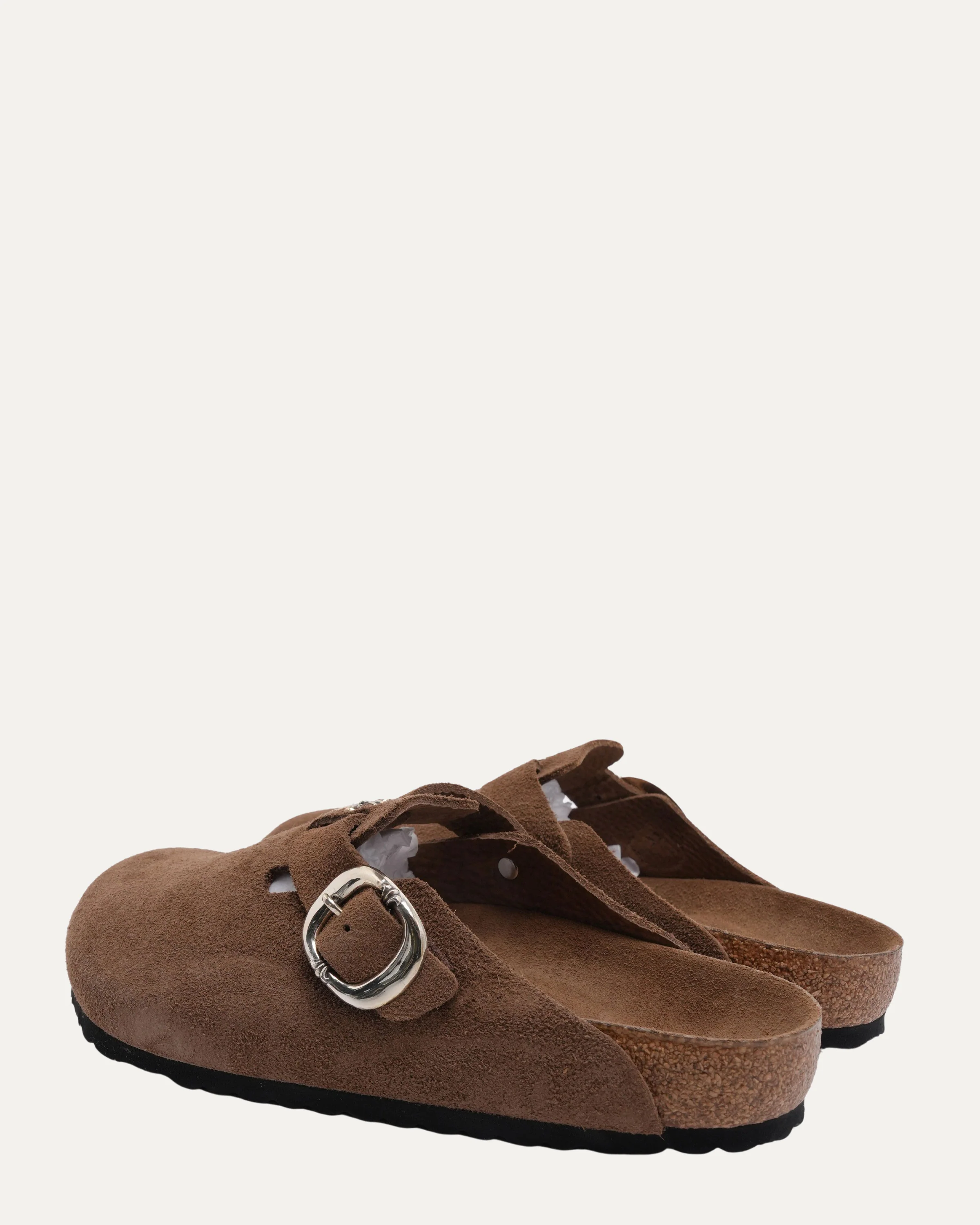 Cross Embellished Birkenstock Boston Suede Mule - Image 3