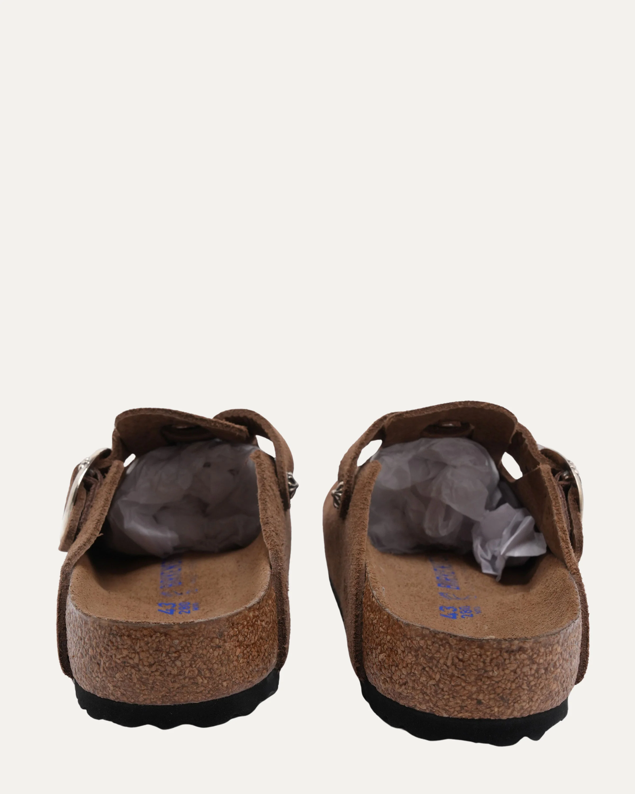 Cross Embellished Birkenstock Boston Suede Mule - Image 4