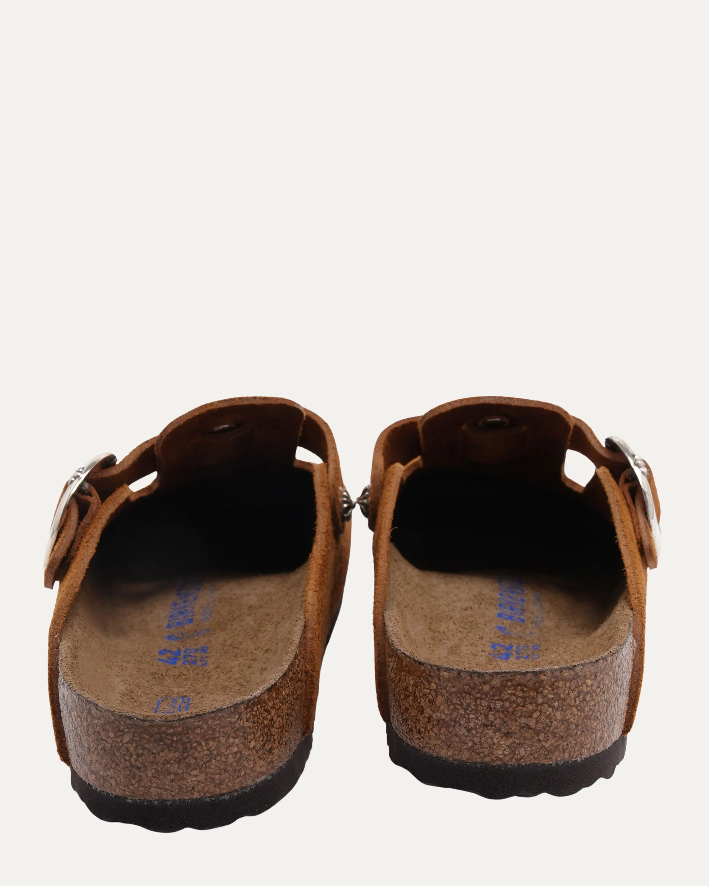 Cross Embellished Birkenstock Boston Suede Mule - Image 4
