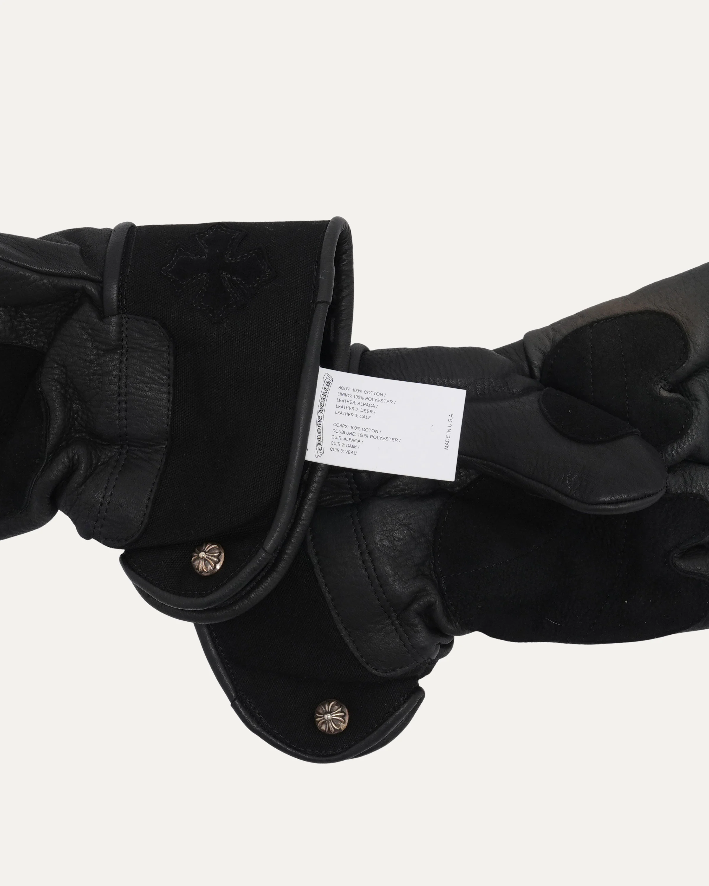 Cross Patch Leather Motorcycle Gloves - Image 3