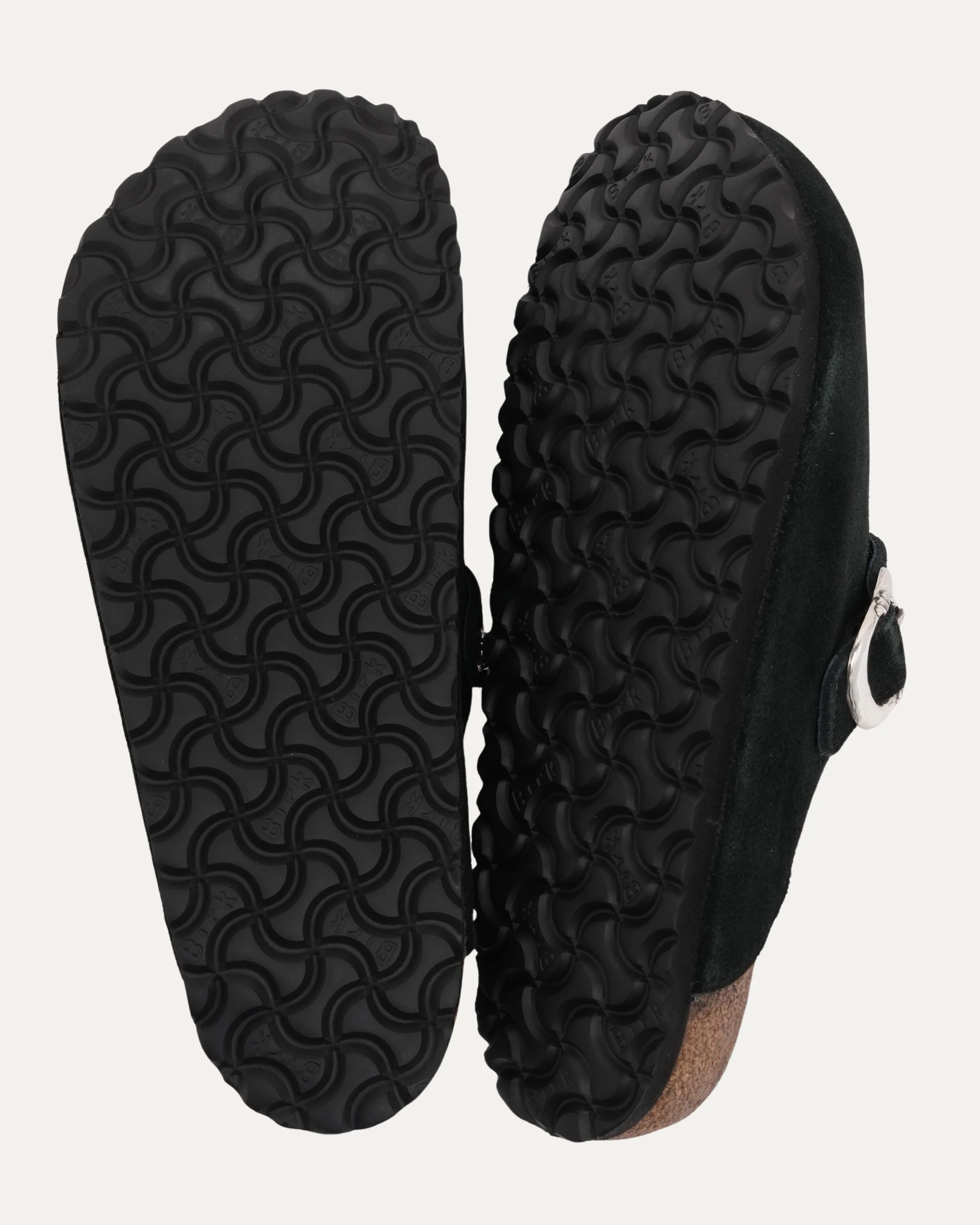 Dagger Embellished Birkenstock Boston Shearling Lined Suede Mule - Image 4