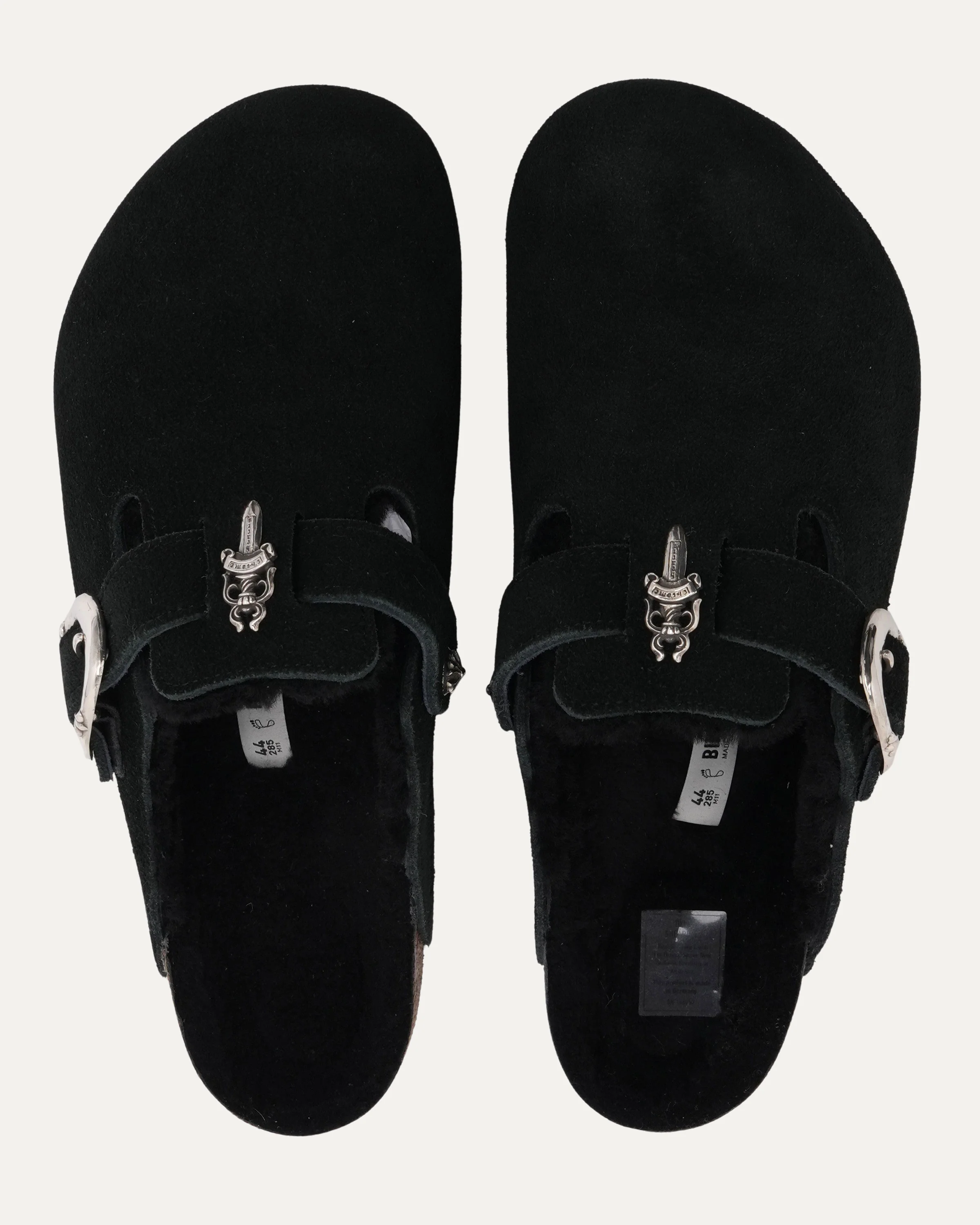Dagger Embellished Birkenstock Boston Shearling Lined Suede Mule - Image 5