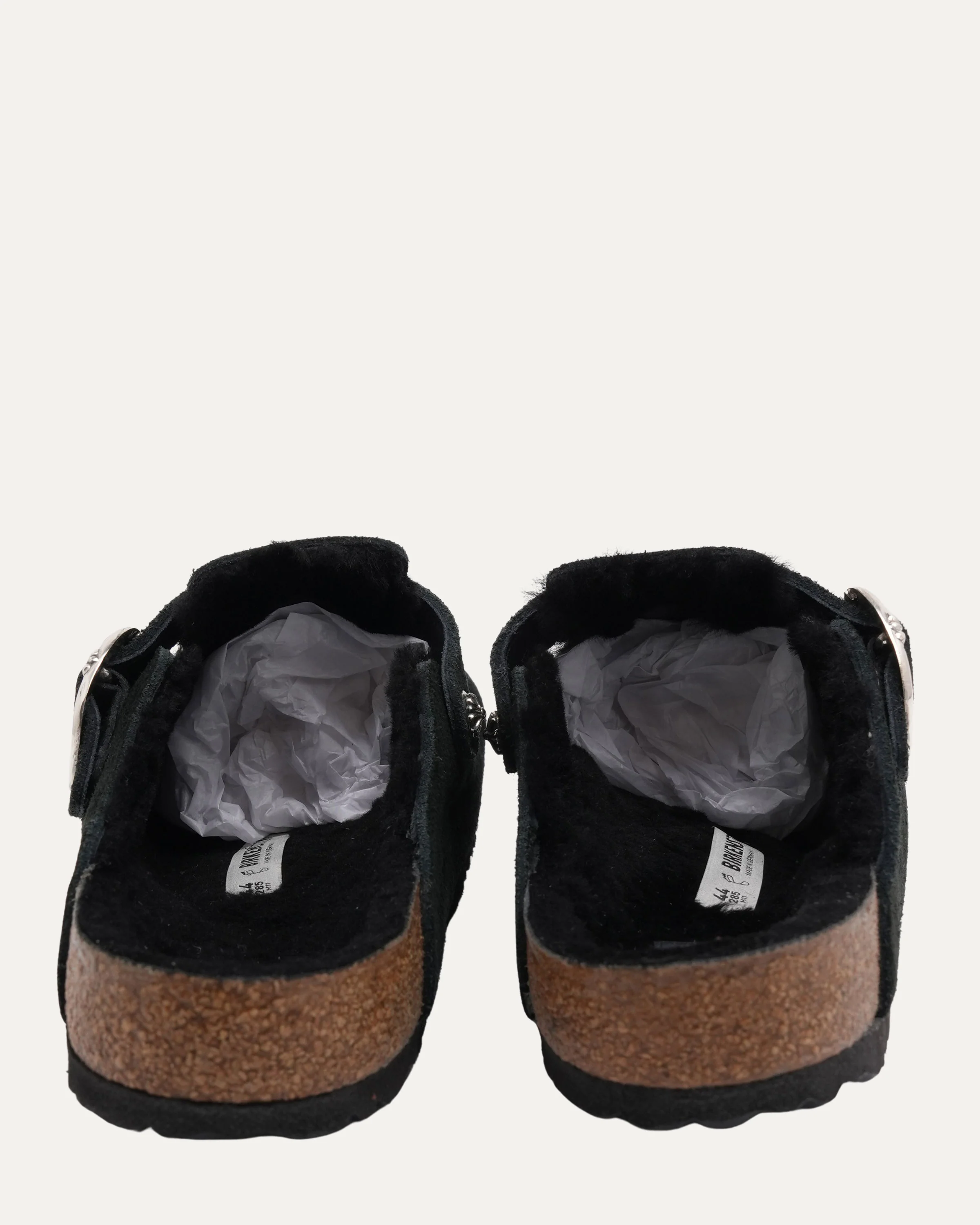 Dagger Embellished Birkenstock Boston Shearling Lined Suede Mule - Image 6