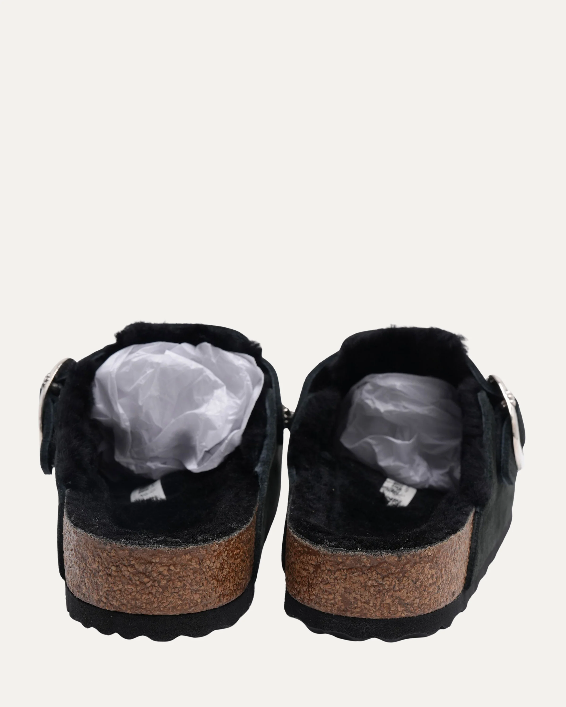 Dagger Embellished Shearling Lined Birkenstock Boston Suede Mule - Image 7