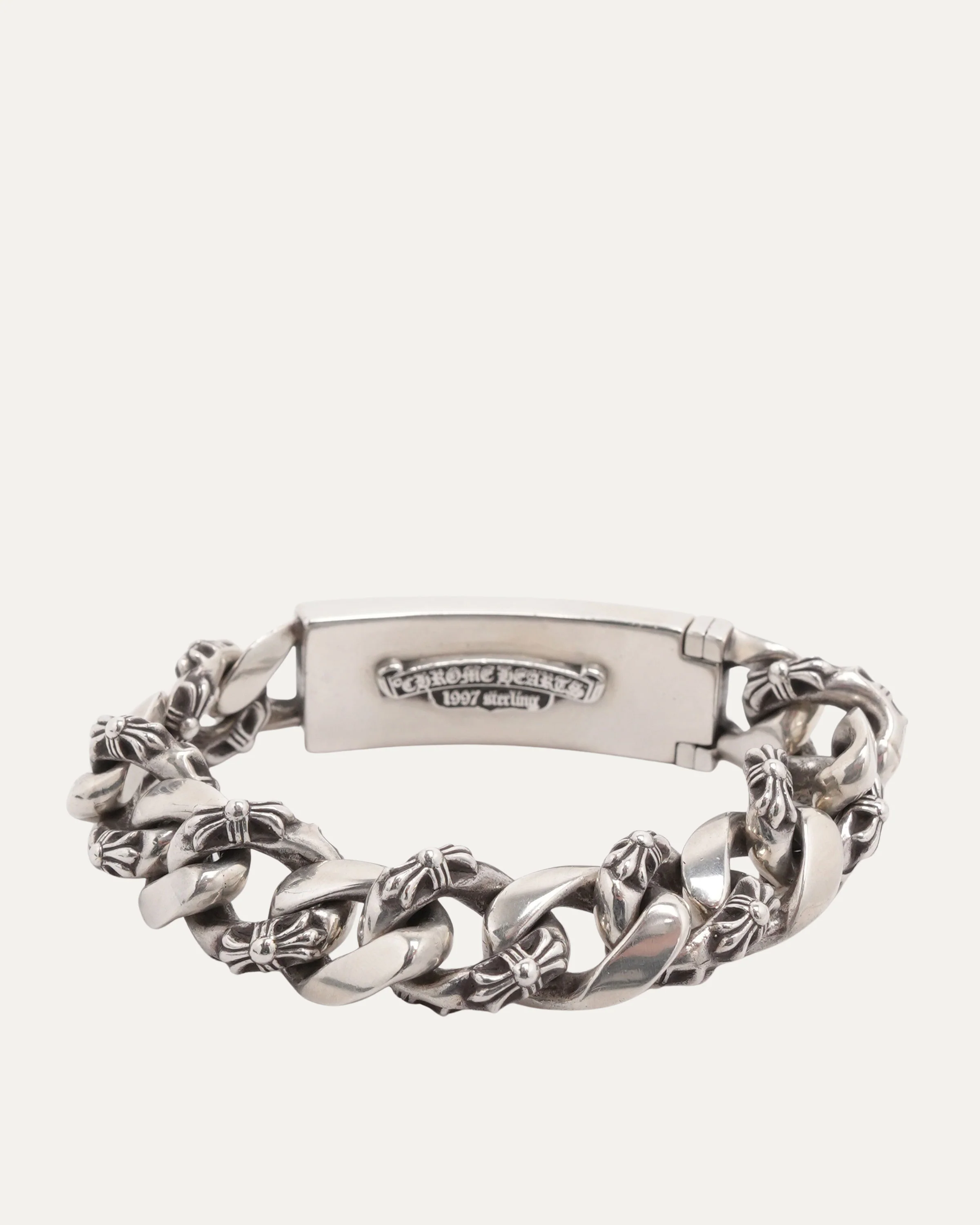Diamond Floral Cross Fancy Link ID Bracelet - Image 2