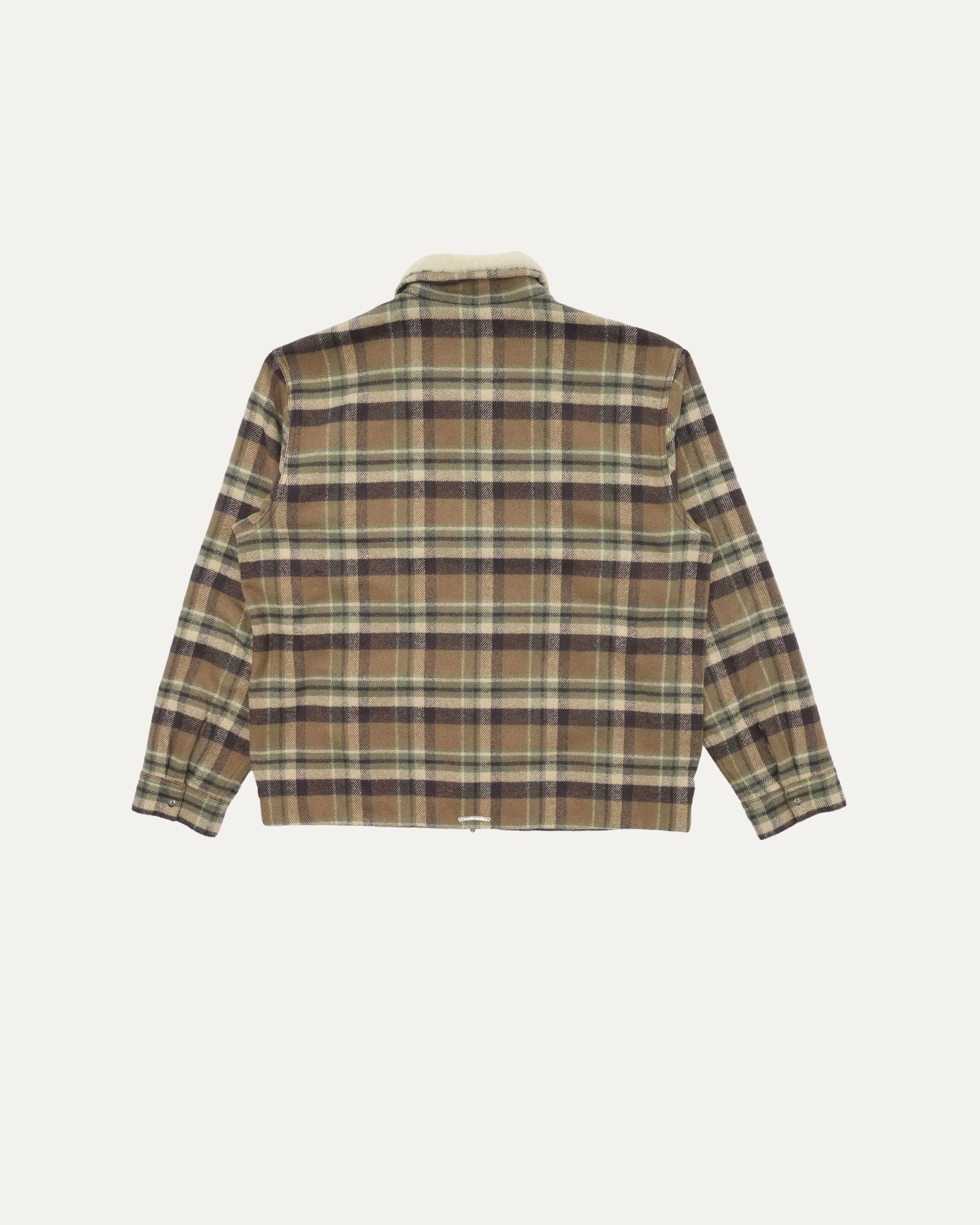 Flannel Shearling Collar Zip Up Jacket - Image 2