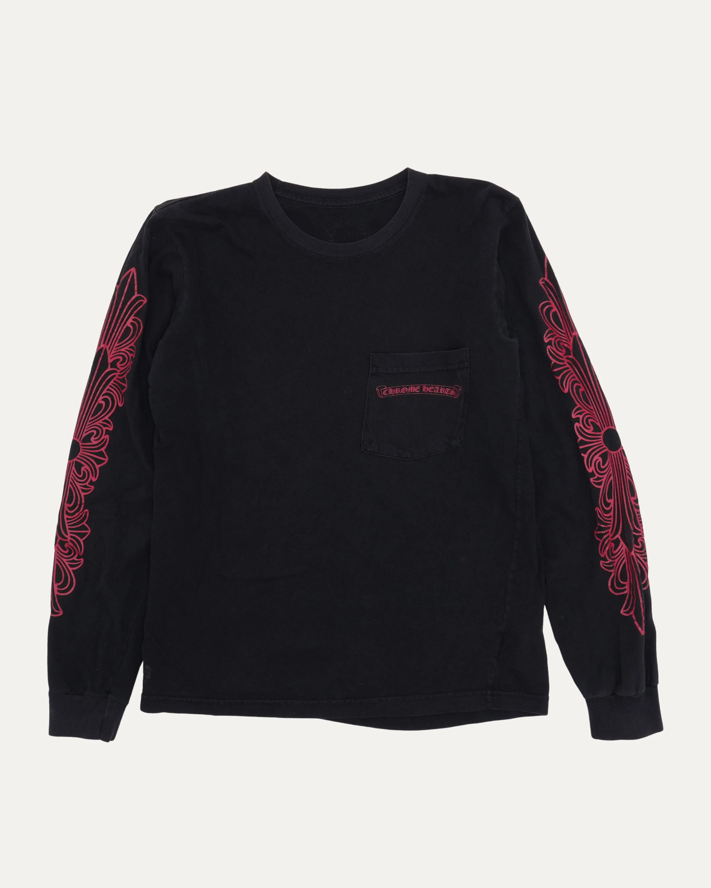 Floral Cross Long Sleeve Pocket T-Shirt
