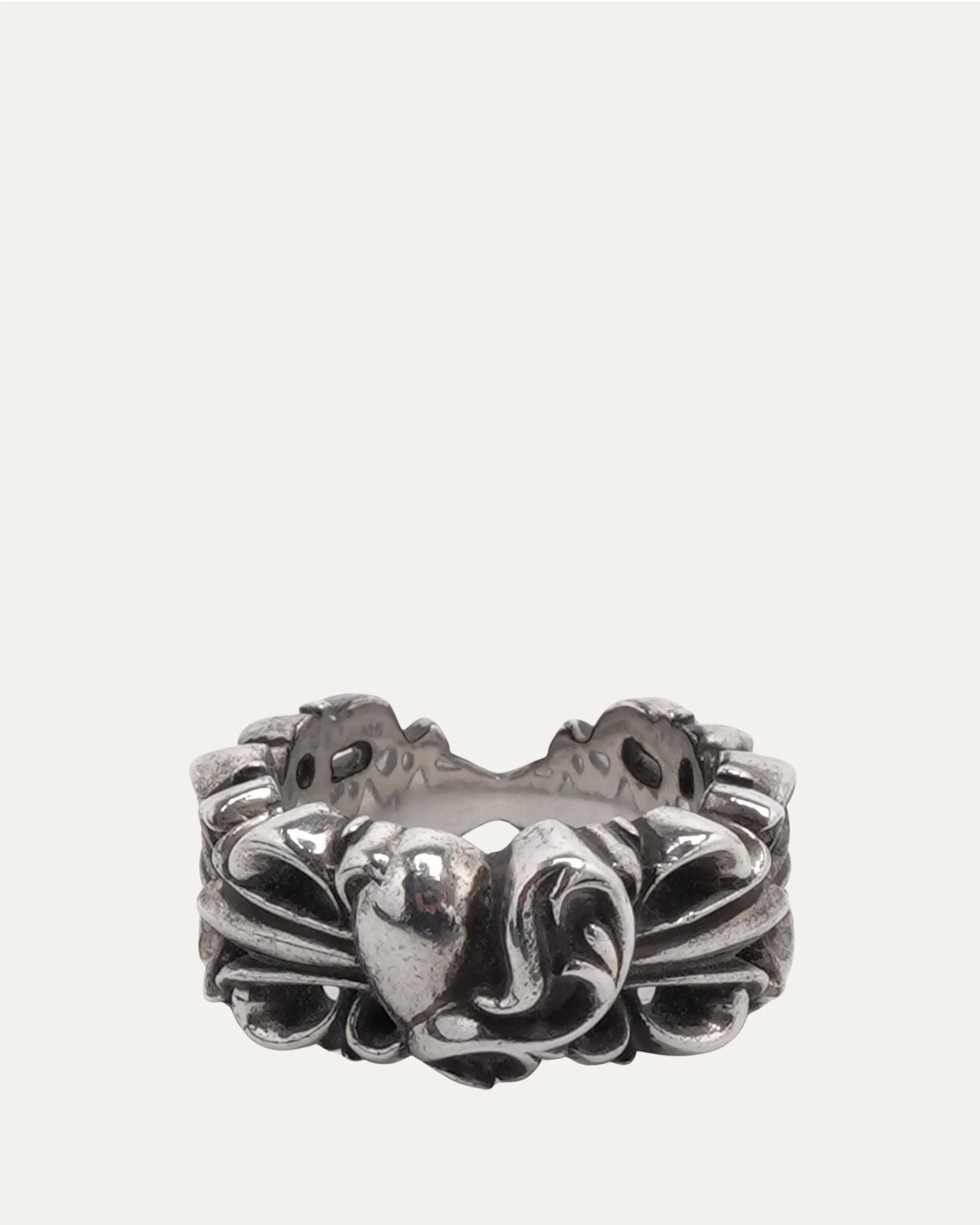 Heart Double Floral Cross Ring