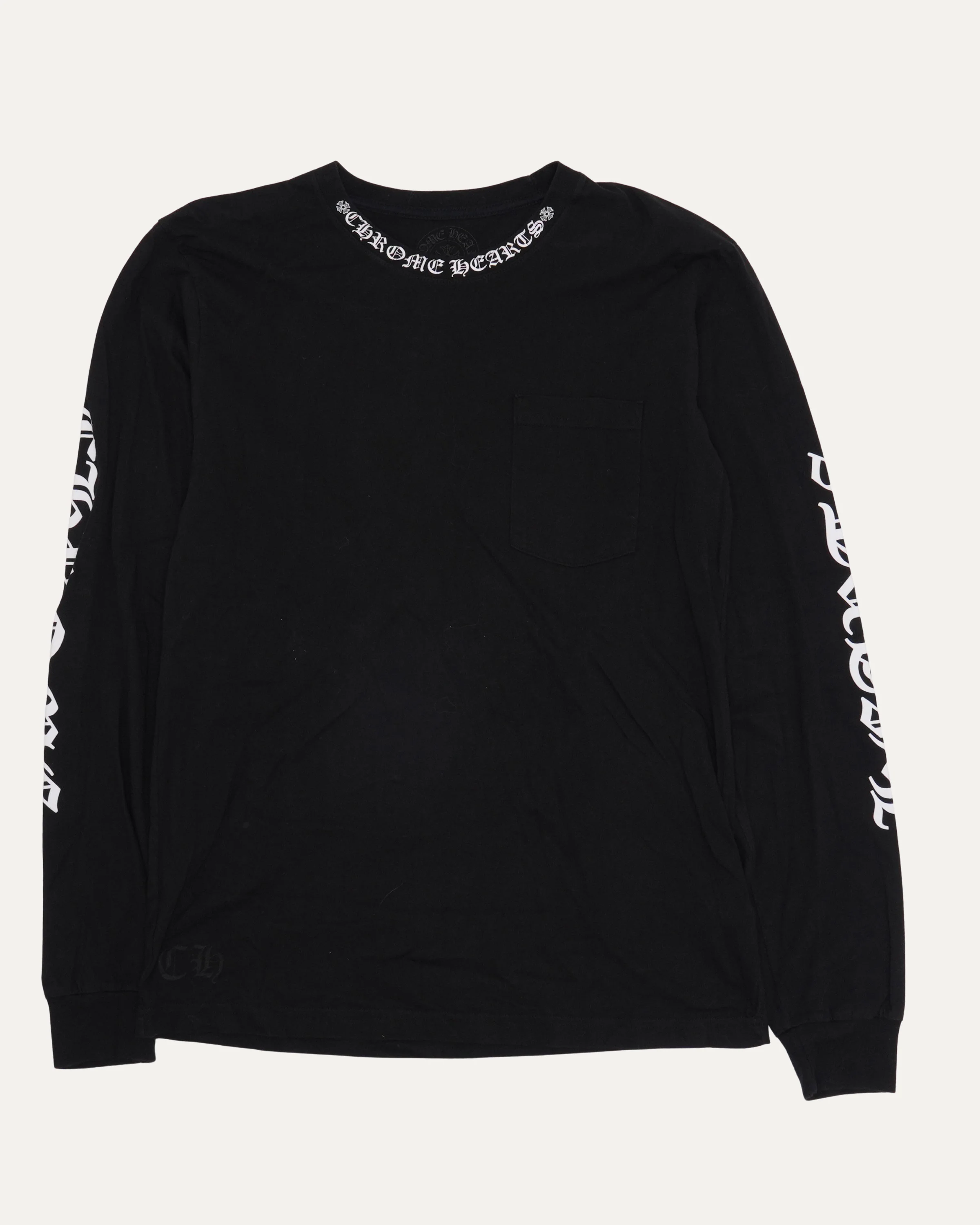 Neck Logo Long Sleeve Pocket T-Shirt