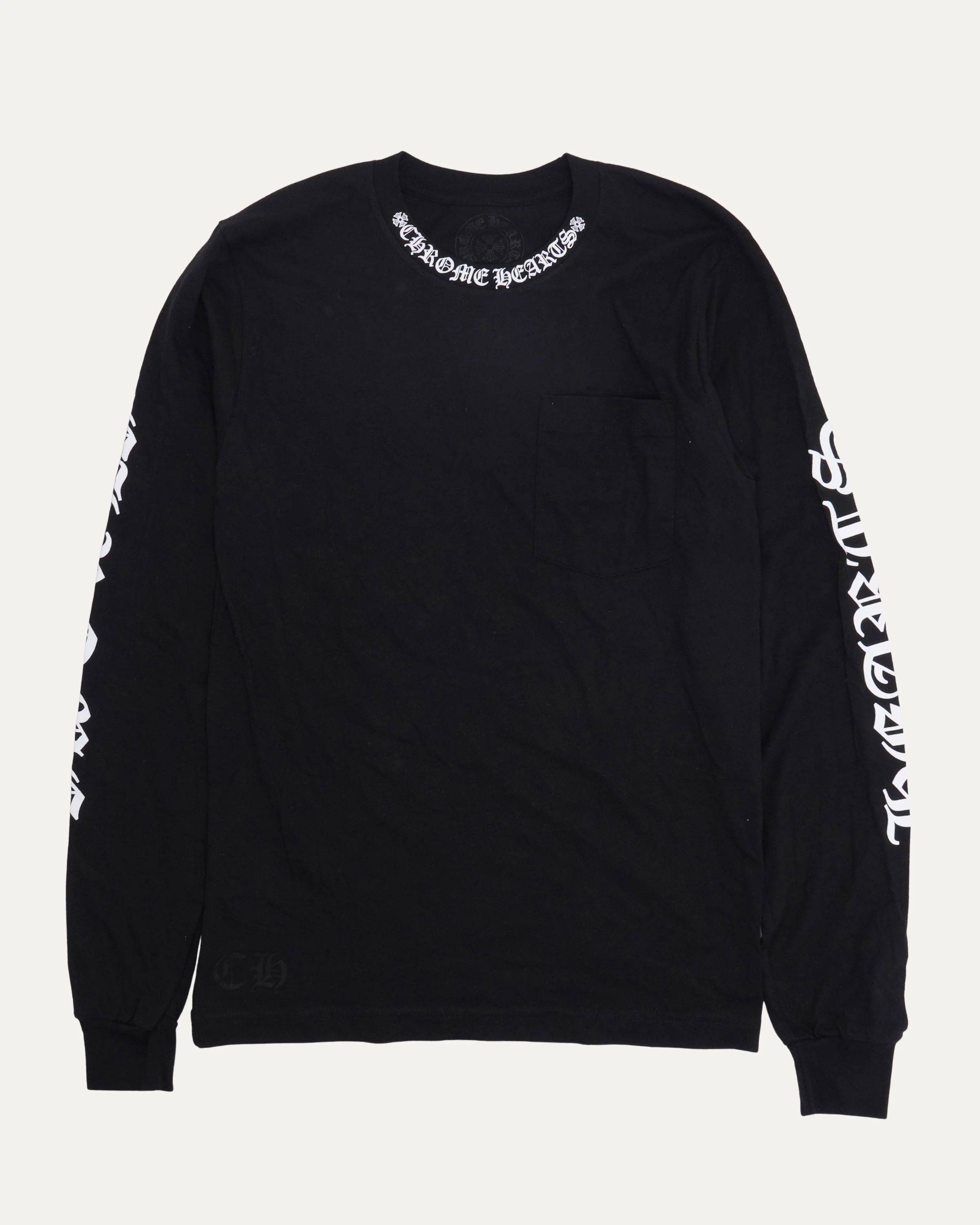 Neck Logo Long Sleeve Pocket T-Shirt