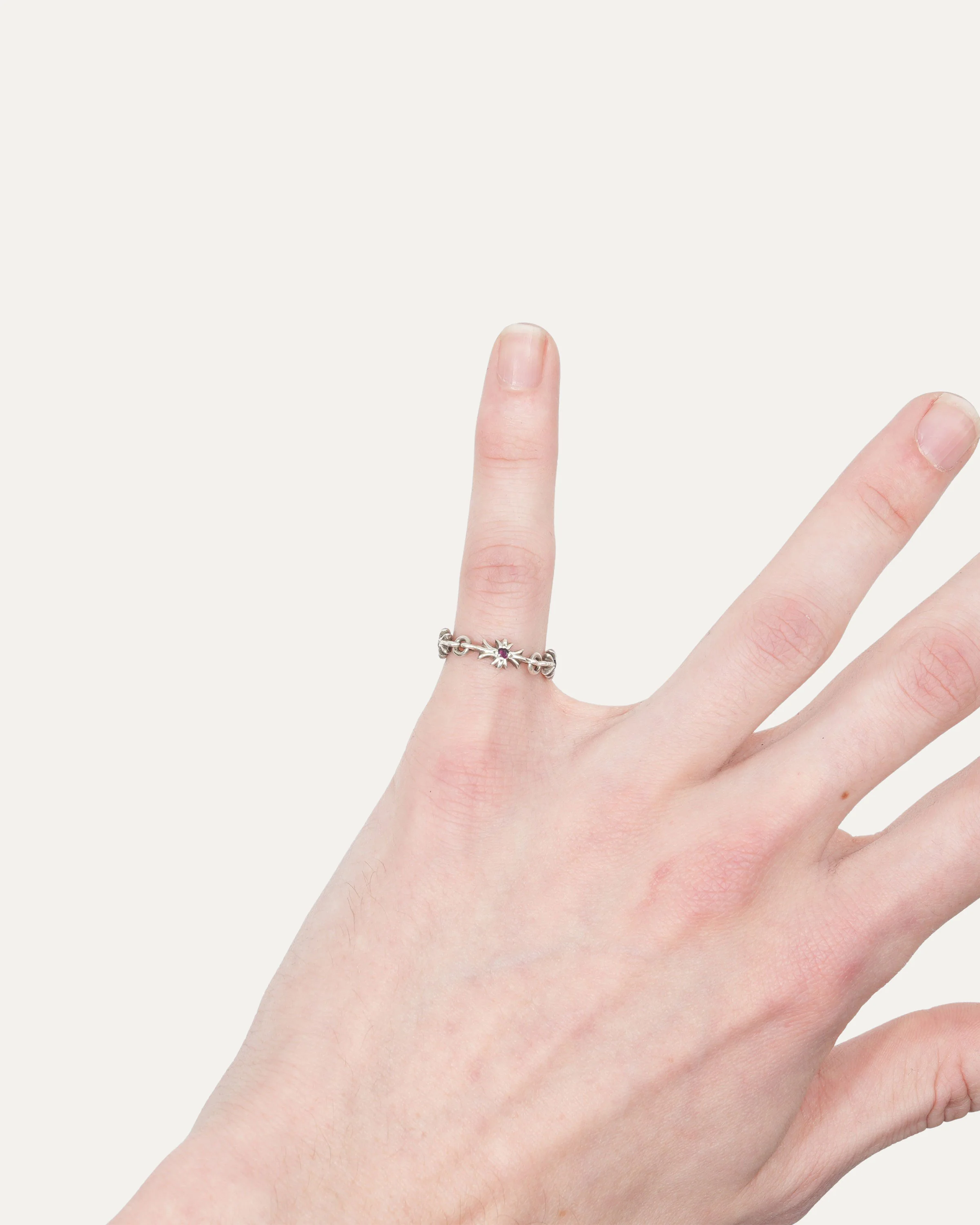 Pink Sapphire Tiny E Ring - Image 5