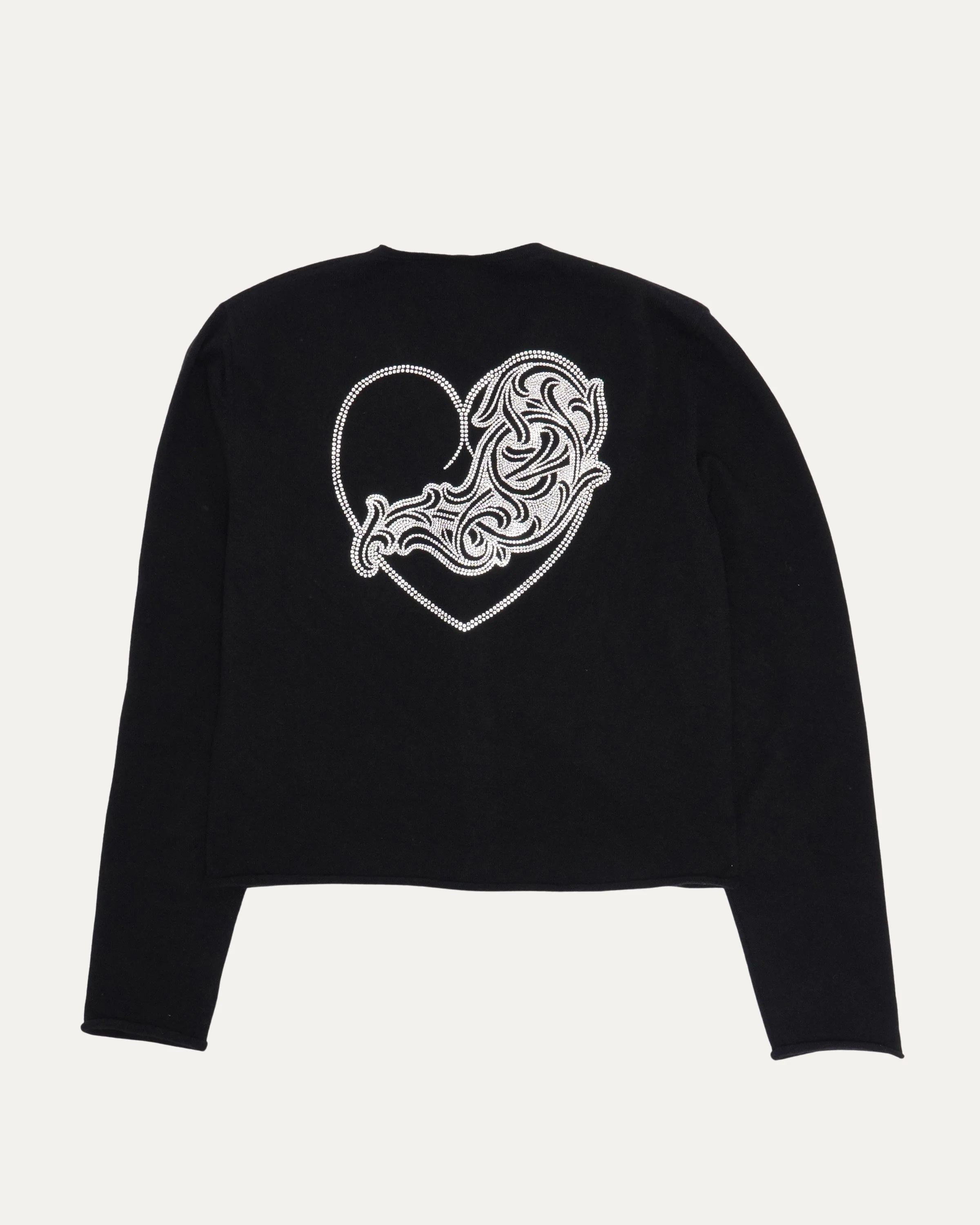 Rhinestone Heart Cashmere Cardigan - Image 2