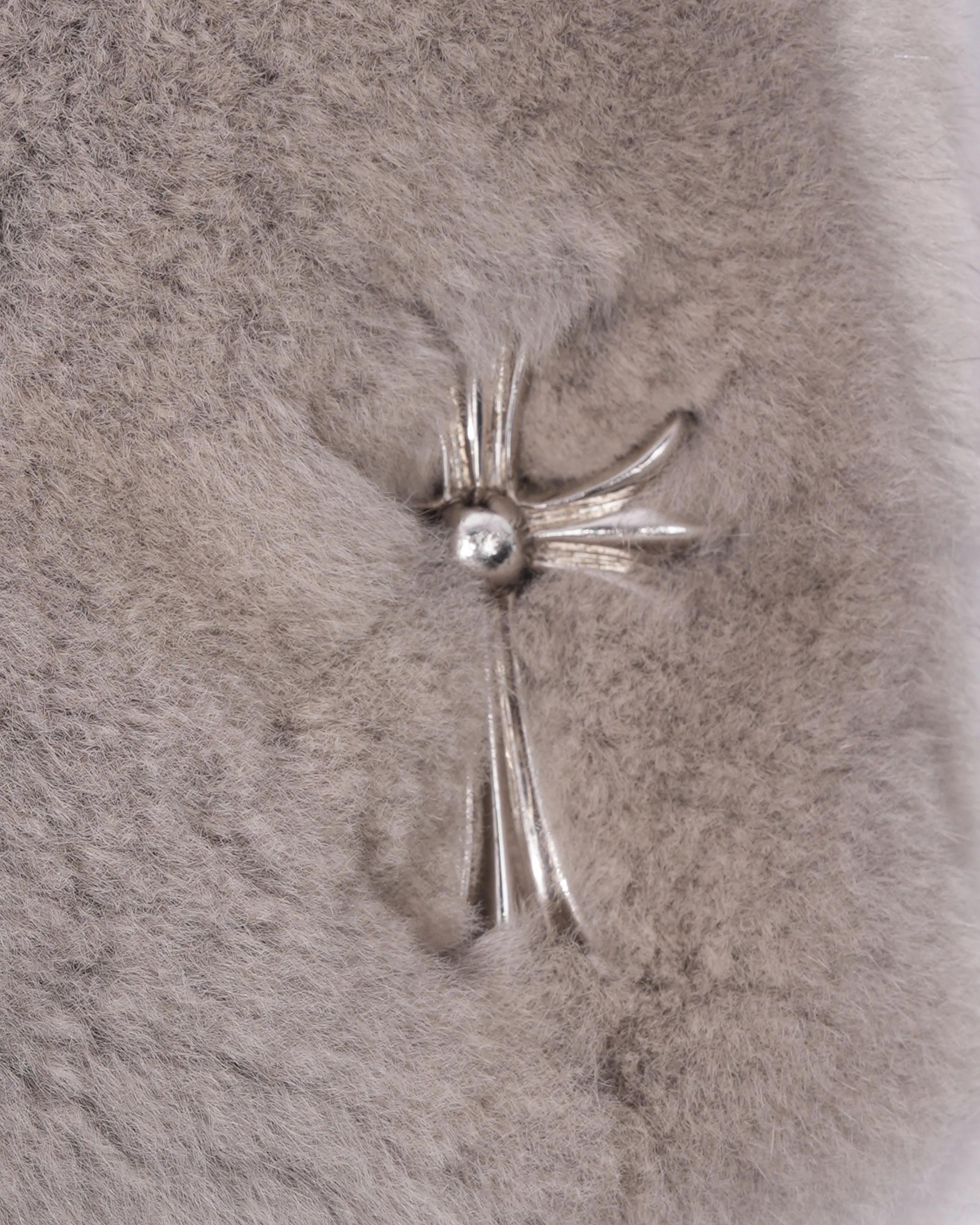 Rick Owens Hun Silver-Embellished Chinchilla-Fur Bag - Image 3