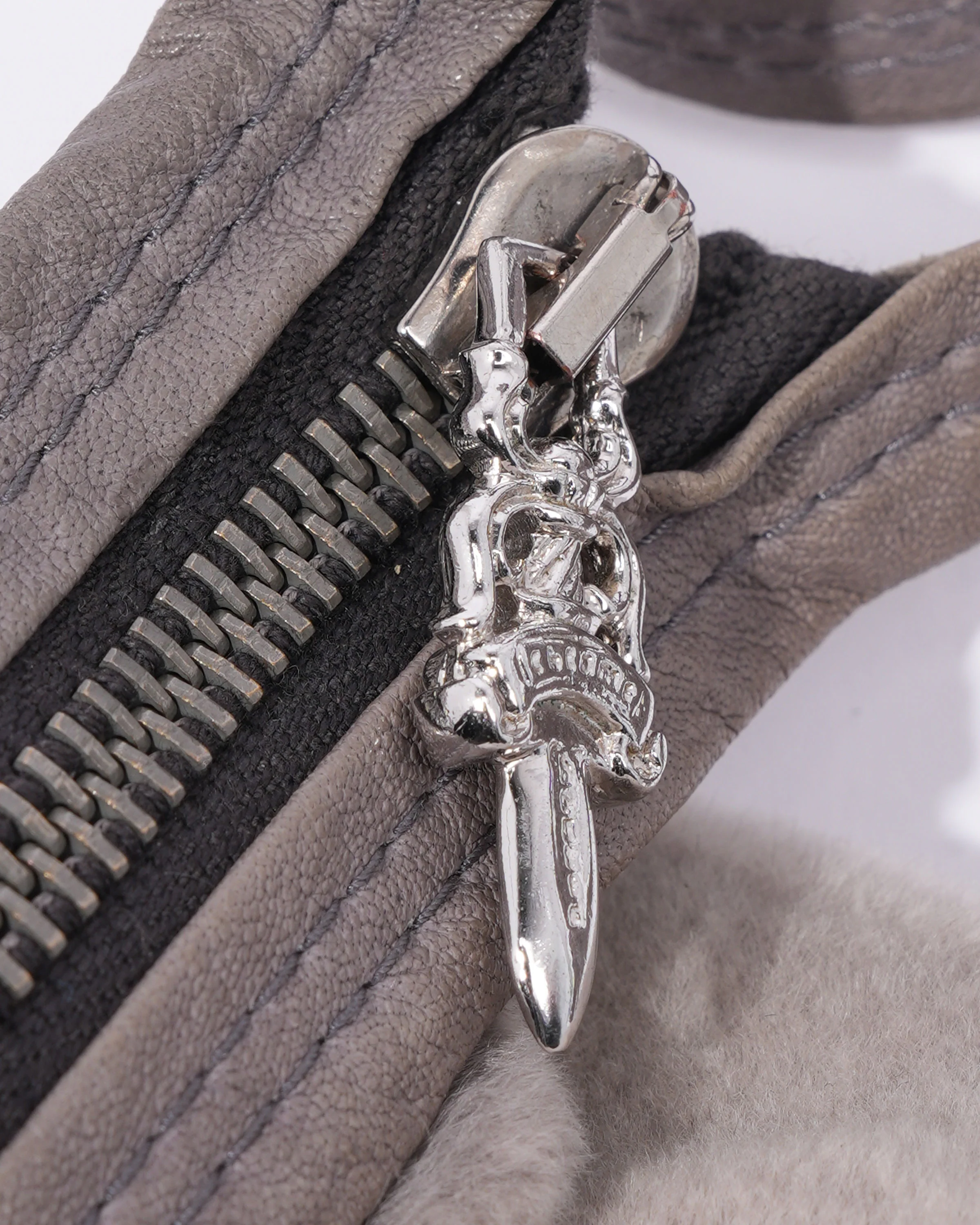 Rick Owens Hun Silver-Embellished Chinchilla-Fur Bag - Image 6