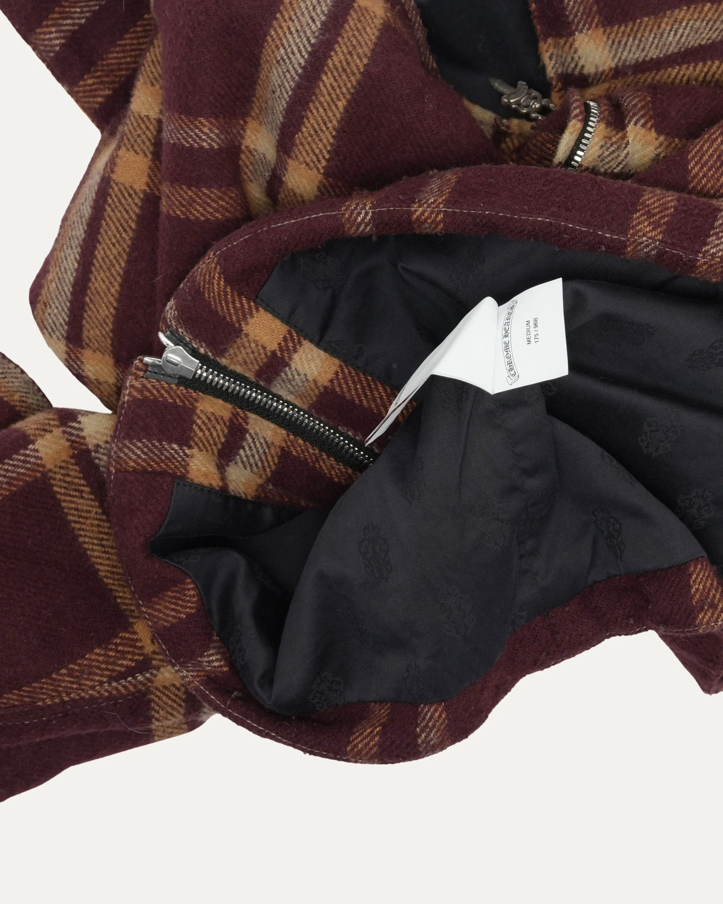 Shearling Collar Zip Up Flannel Jacket - Image 5