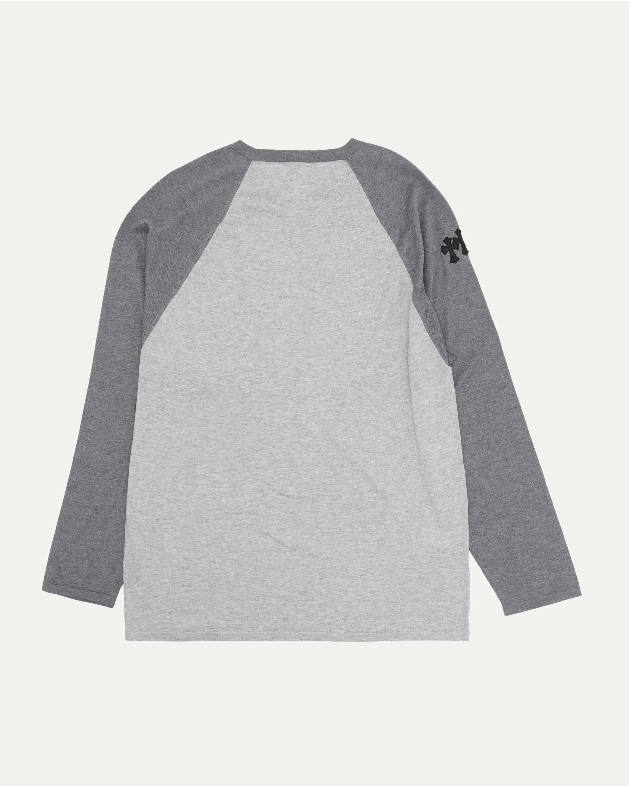 Silk Blend Cross Patch Long Sleeve Raglan T-Shirt - Image 2