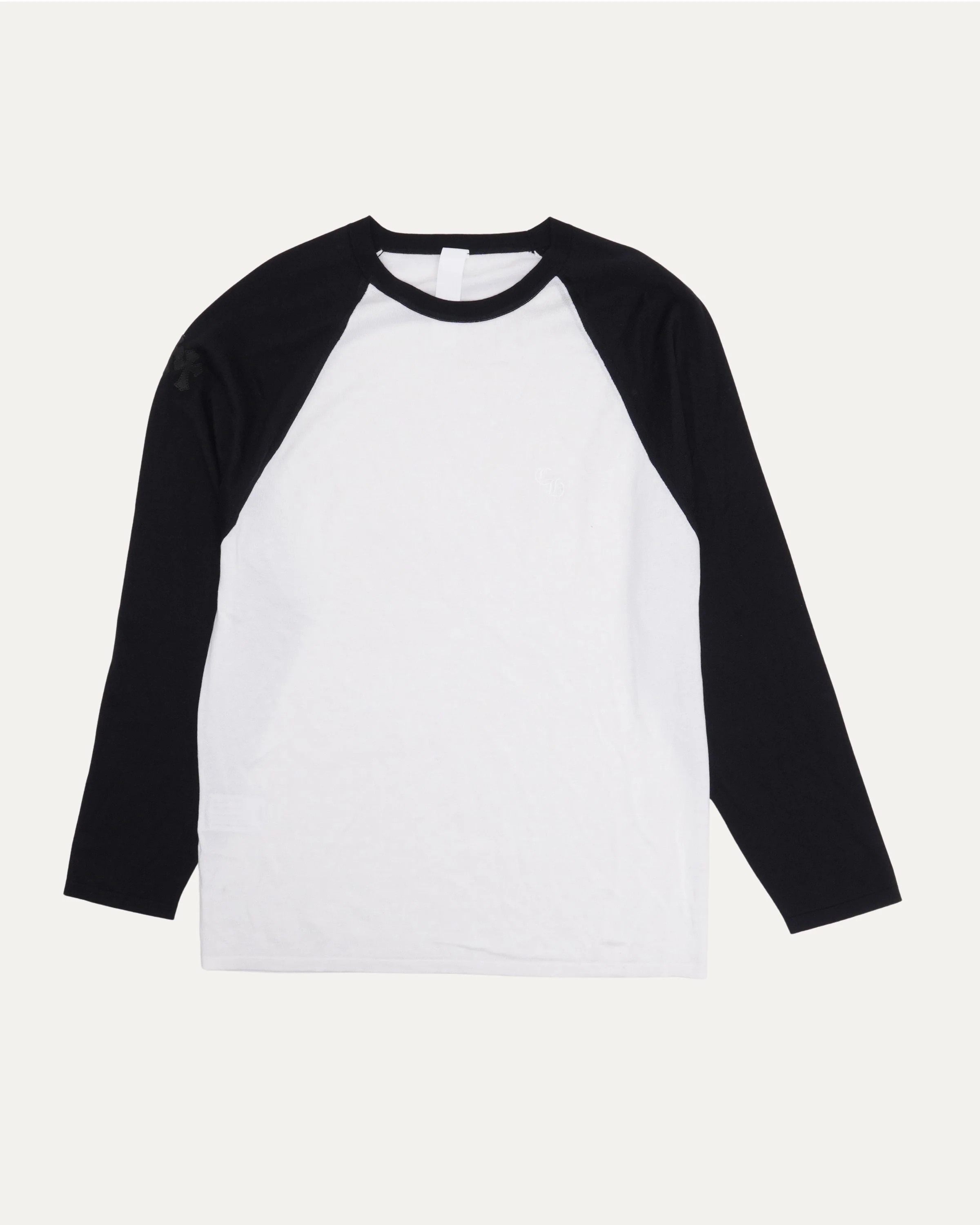 Silk Blend Cross Patch Long Sleeve Raglan T-Shirt