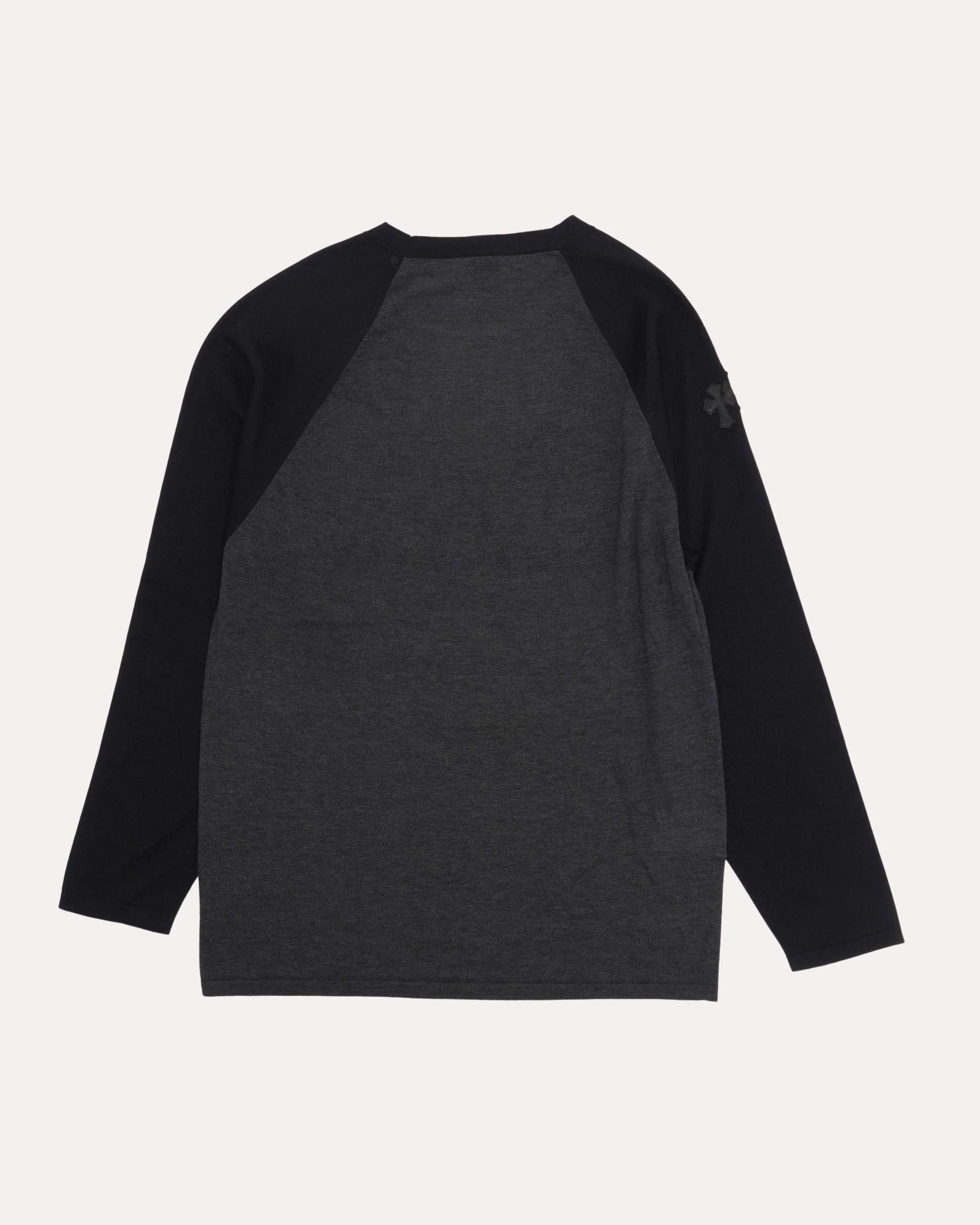 Silk Blend Cross Patch Long Sleeve Raglan T-Shirt - Image 2