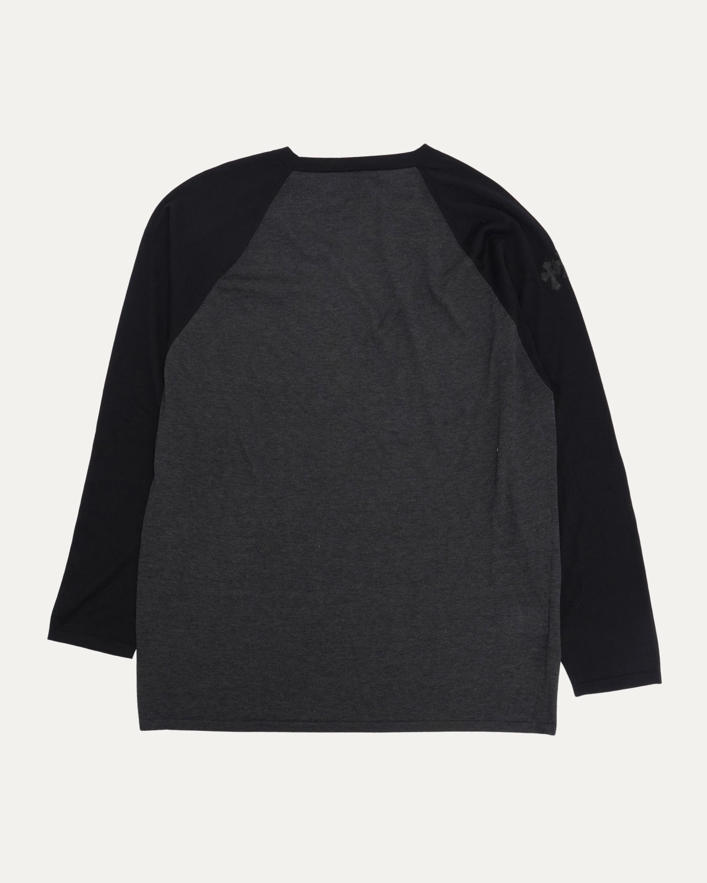 Silk Blend Cross Patch Long Sleeve Raglan T-Shirt - Image 2