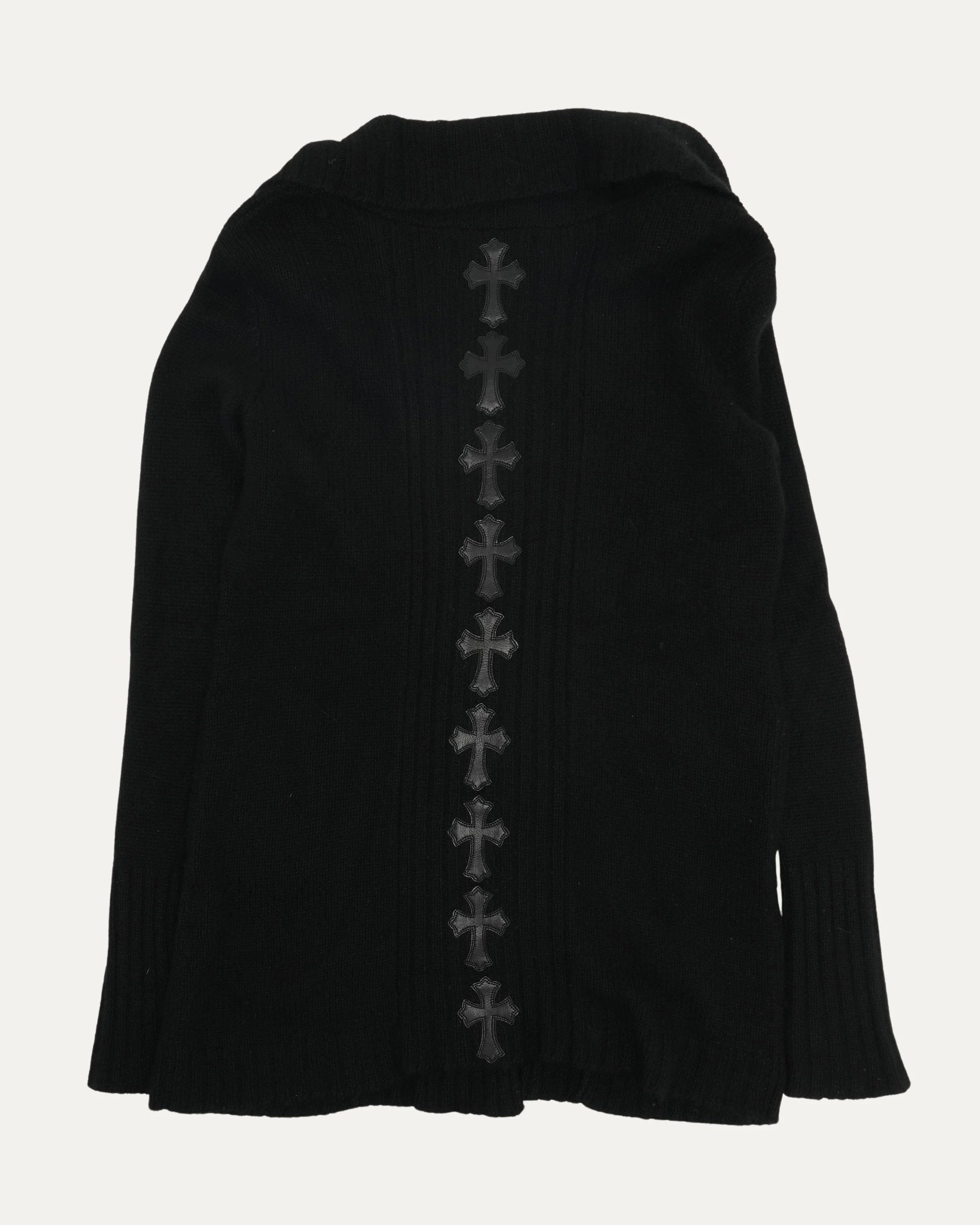 Spine Cross Patch Asymmetric Cardigan Sweater - Image 2