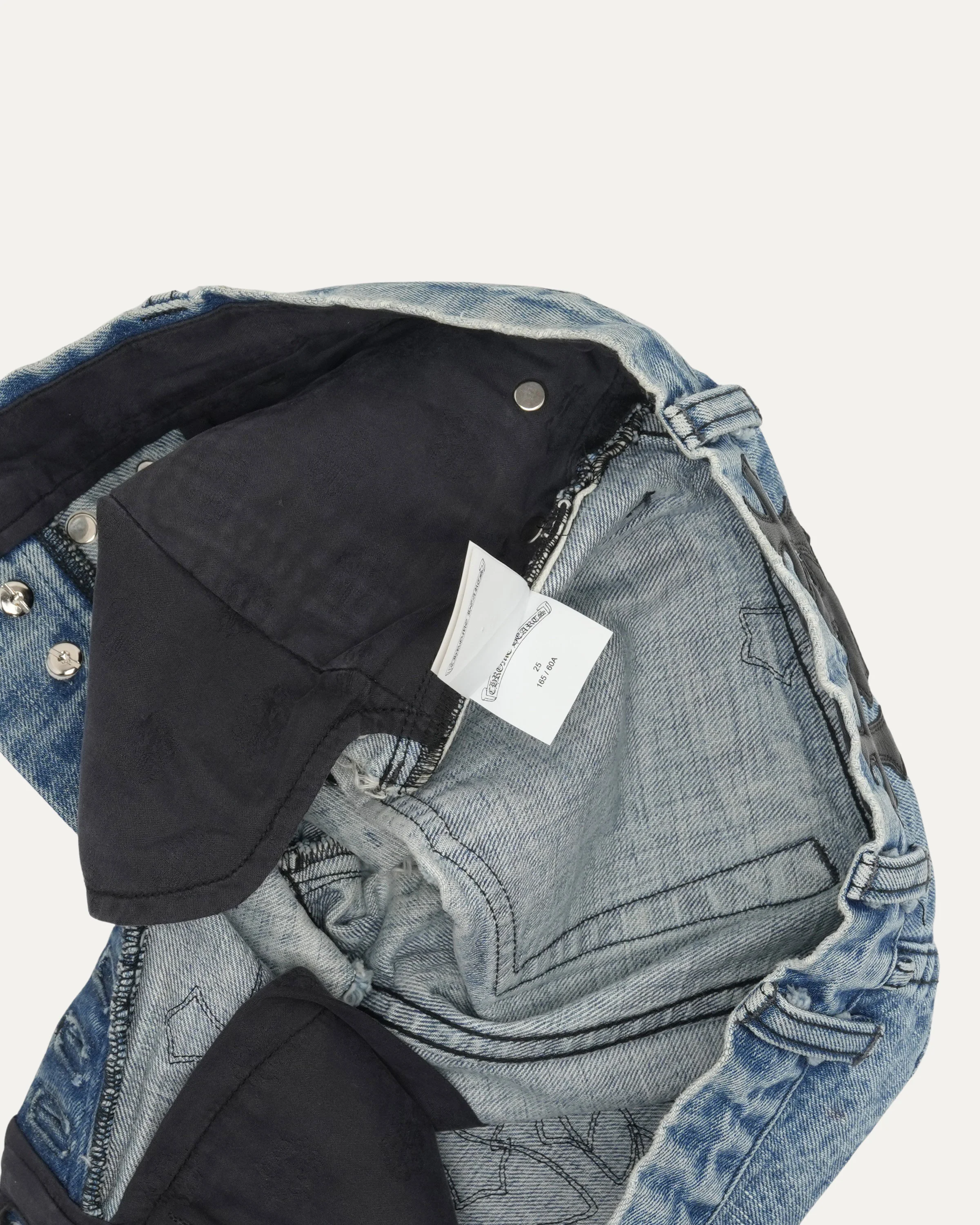 Studded Cross Patch Denim Shorts - Image 5