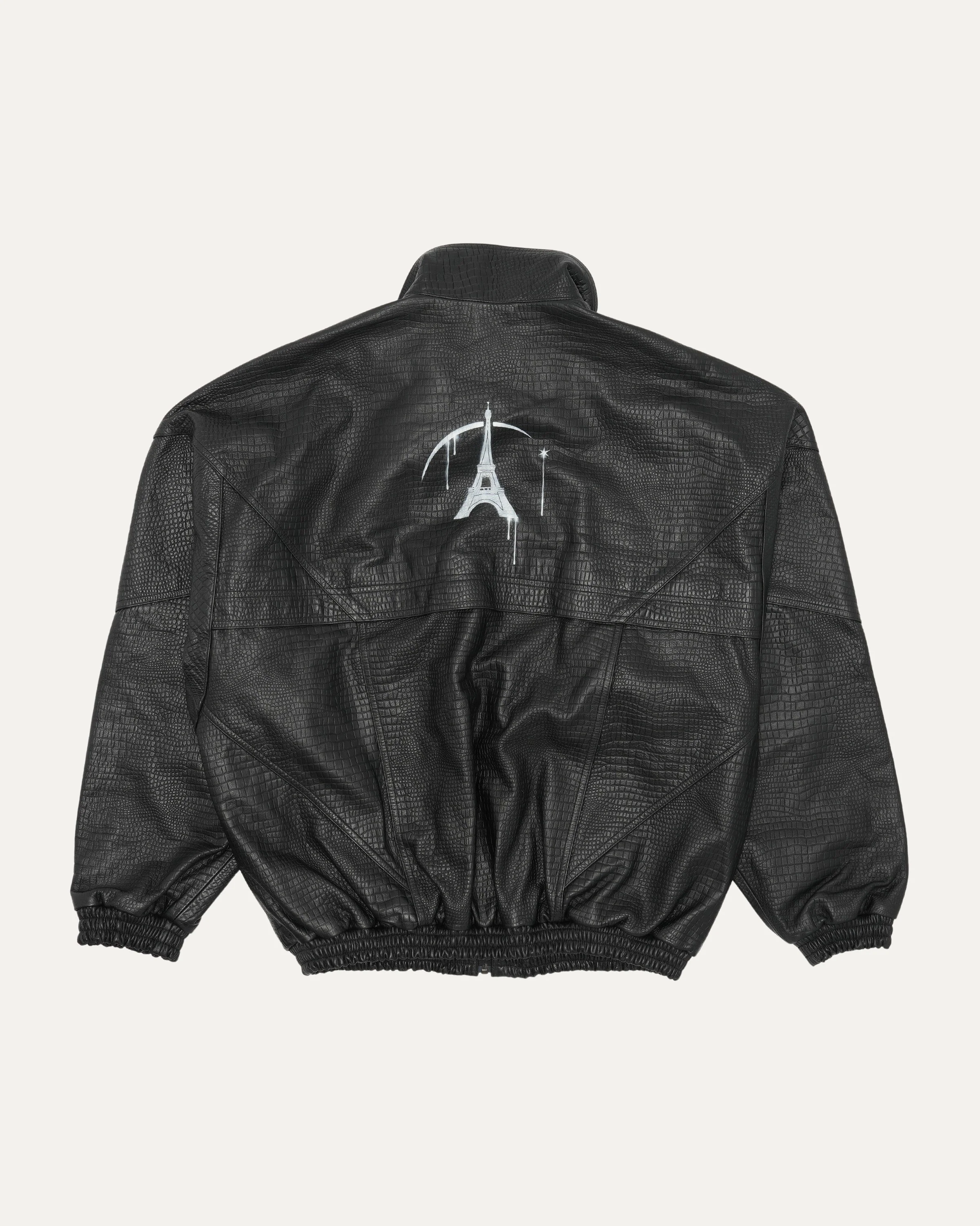 Debossed Leather Track Jacket - Image 2