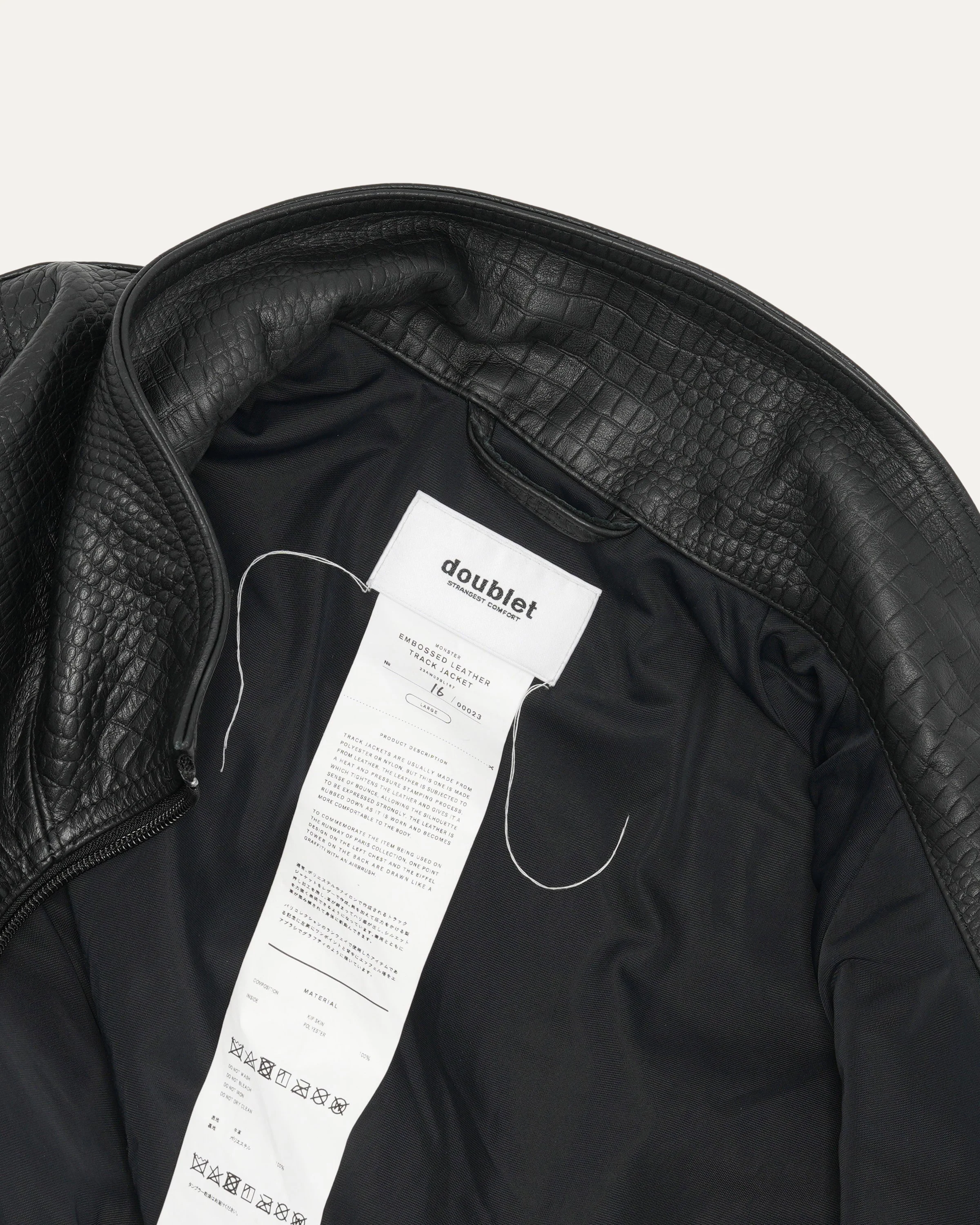 Debossed Leather Track Jacket - Image 3