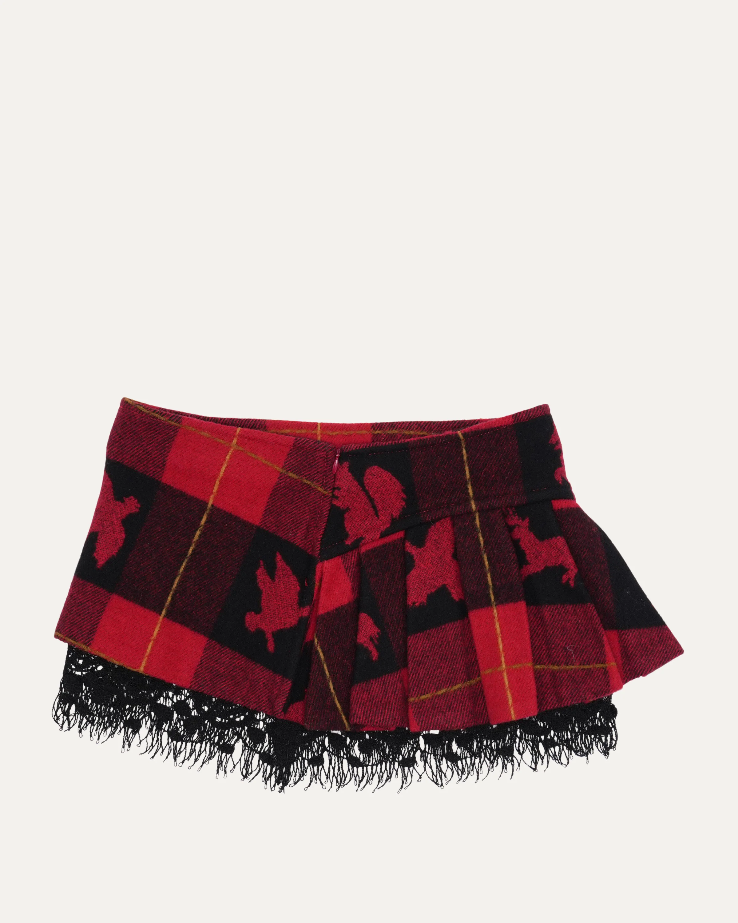 FW 2004 Flannel Micro Mini Skirt with Lace Bustle - Image 2