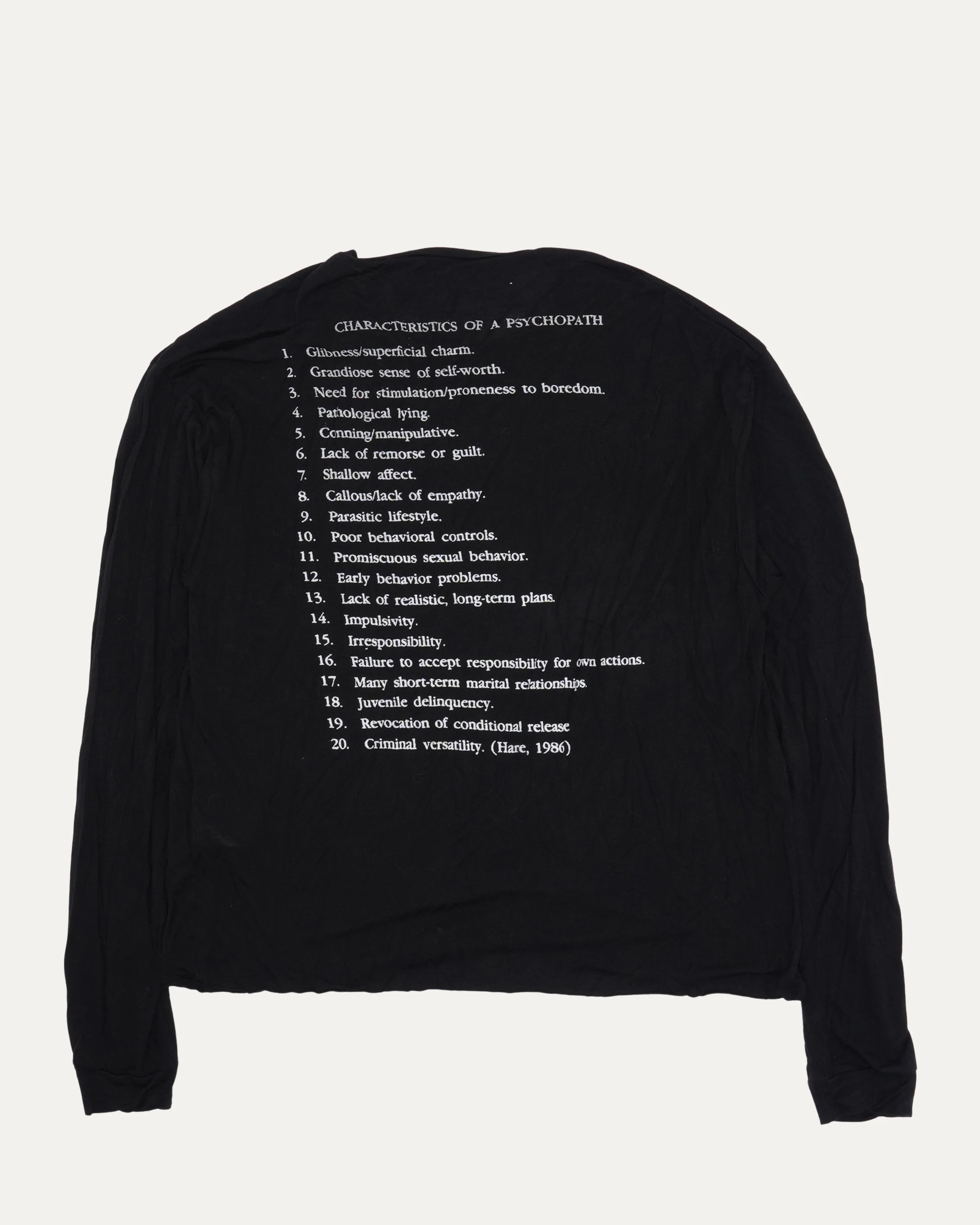 Characteristics of a Psychopath Long Sleeve T-Shirt - Image 2