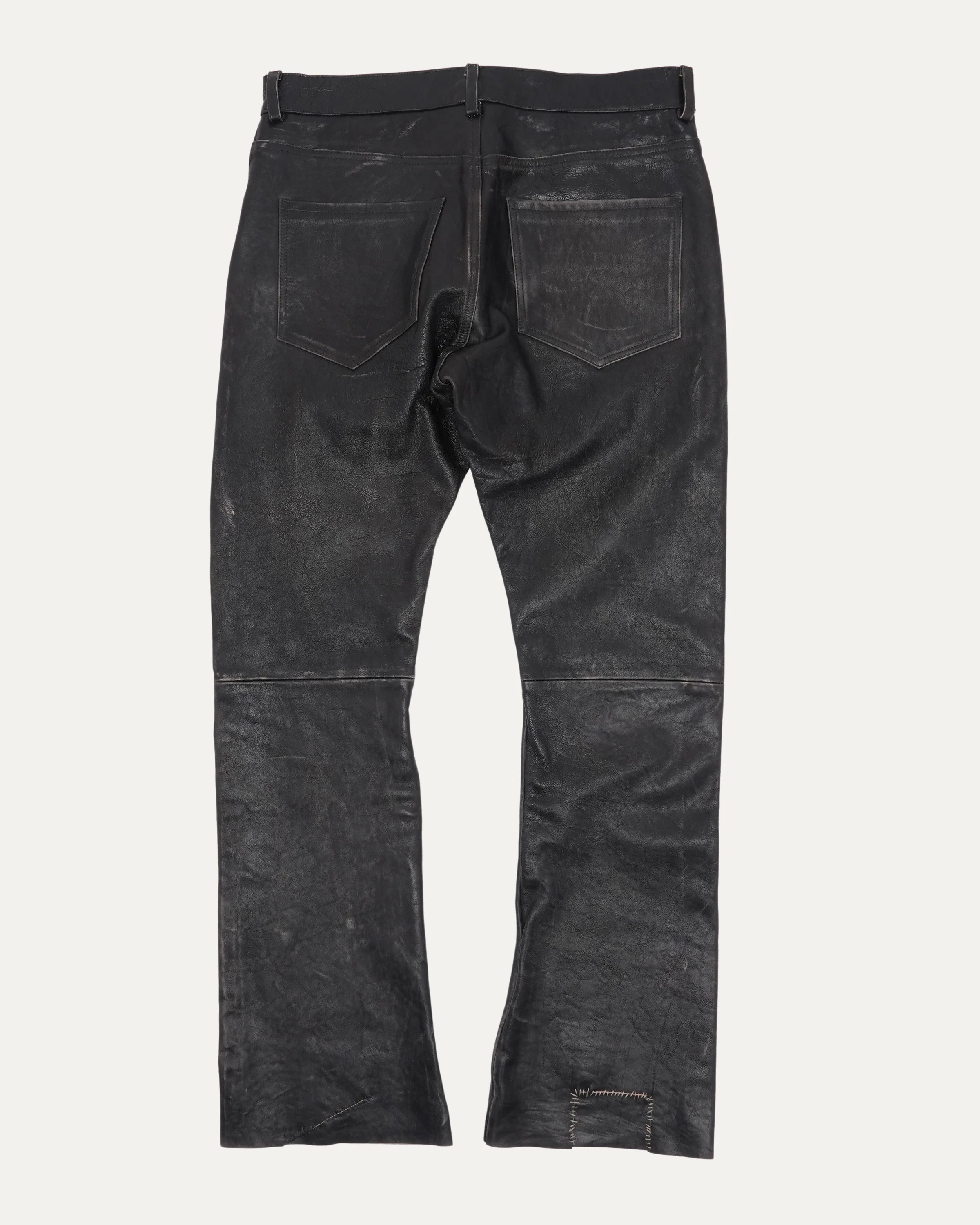 Crust Repaired Leather Flare Jeans - Image 2