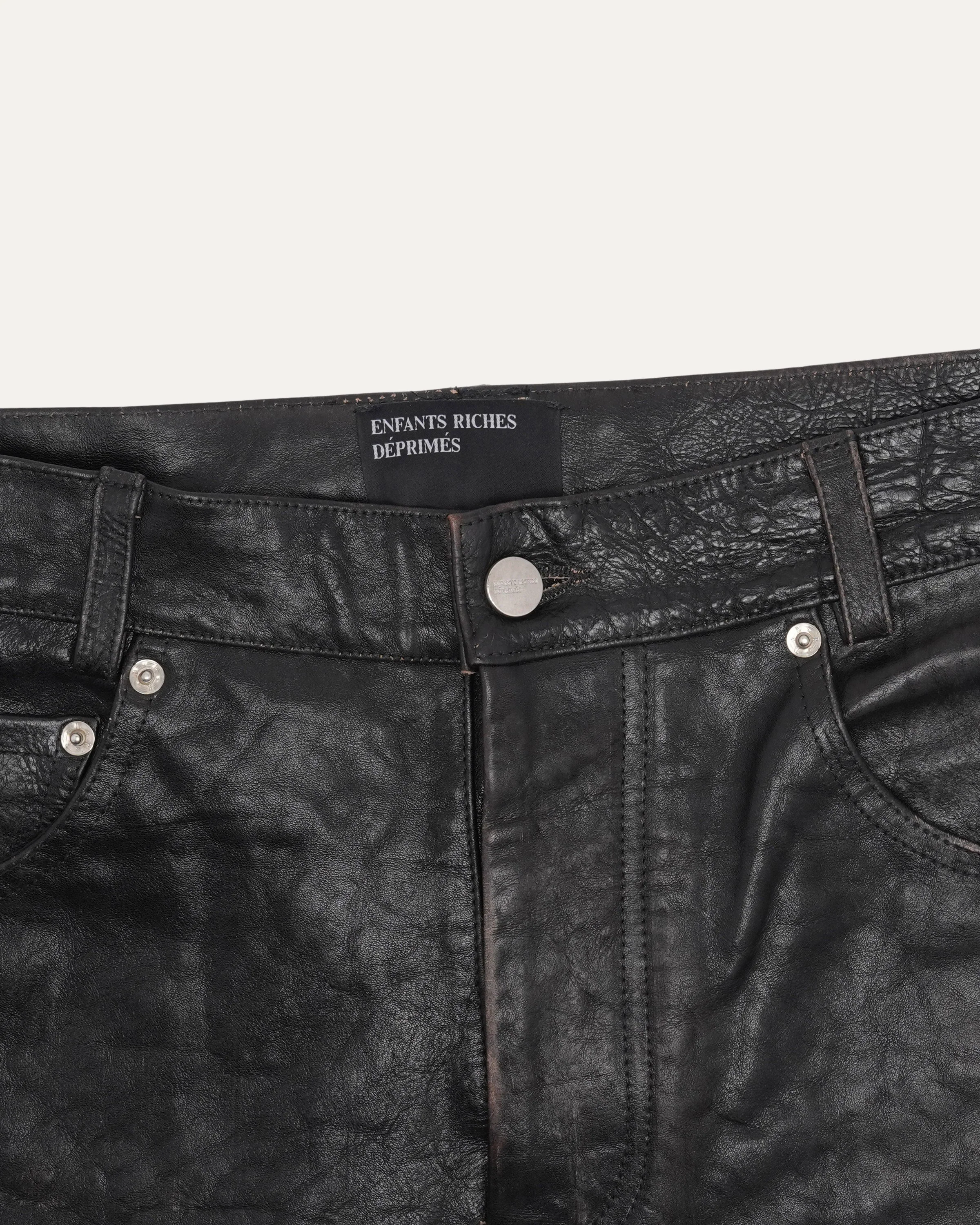 Crust Repaired Leather Flare Jeans - Image 3