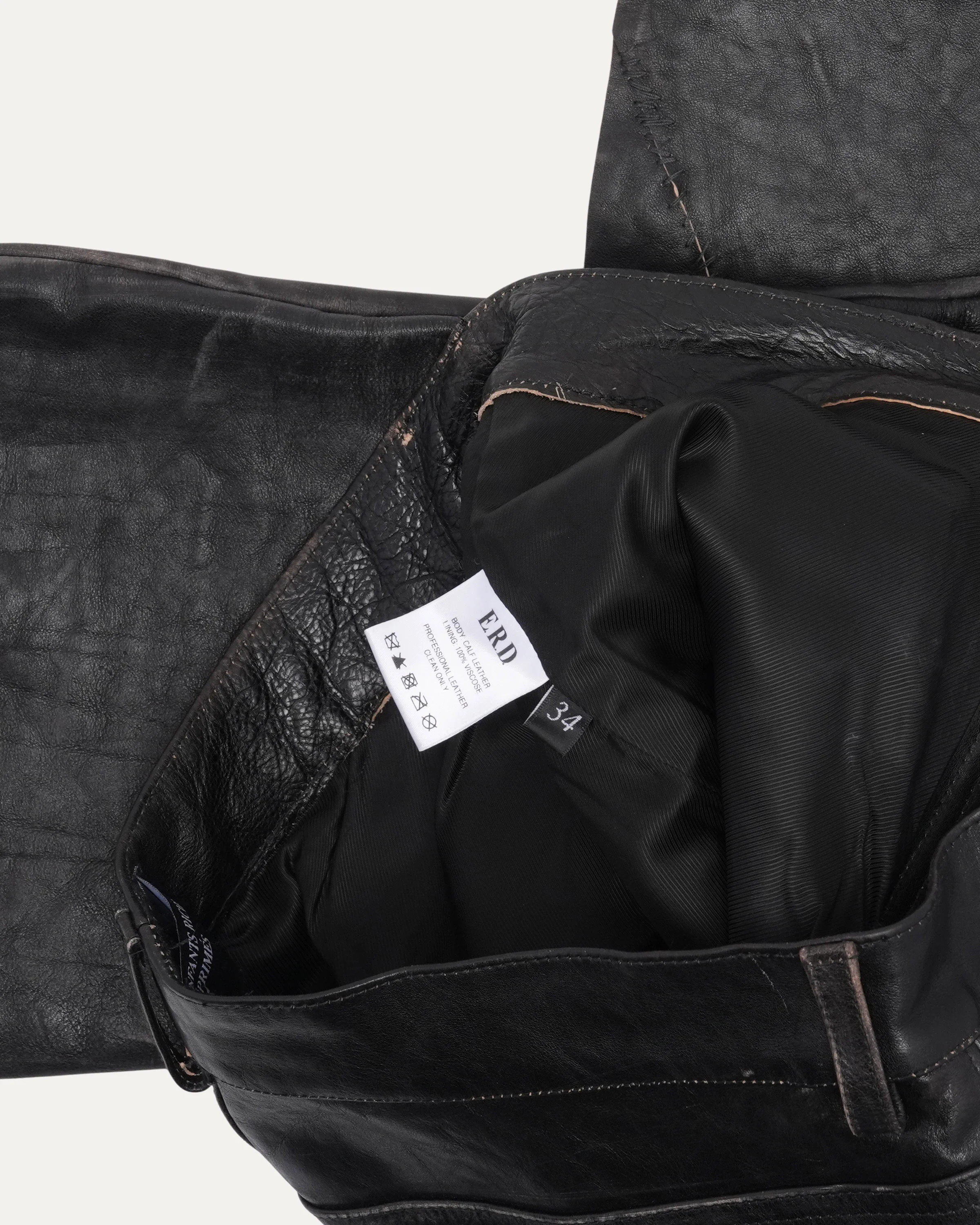 Crust Repaired Leather Flare Jeans - Image 4
