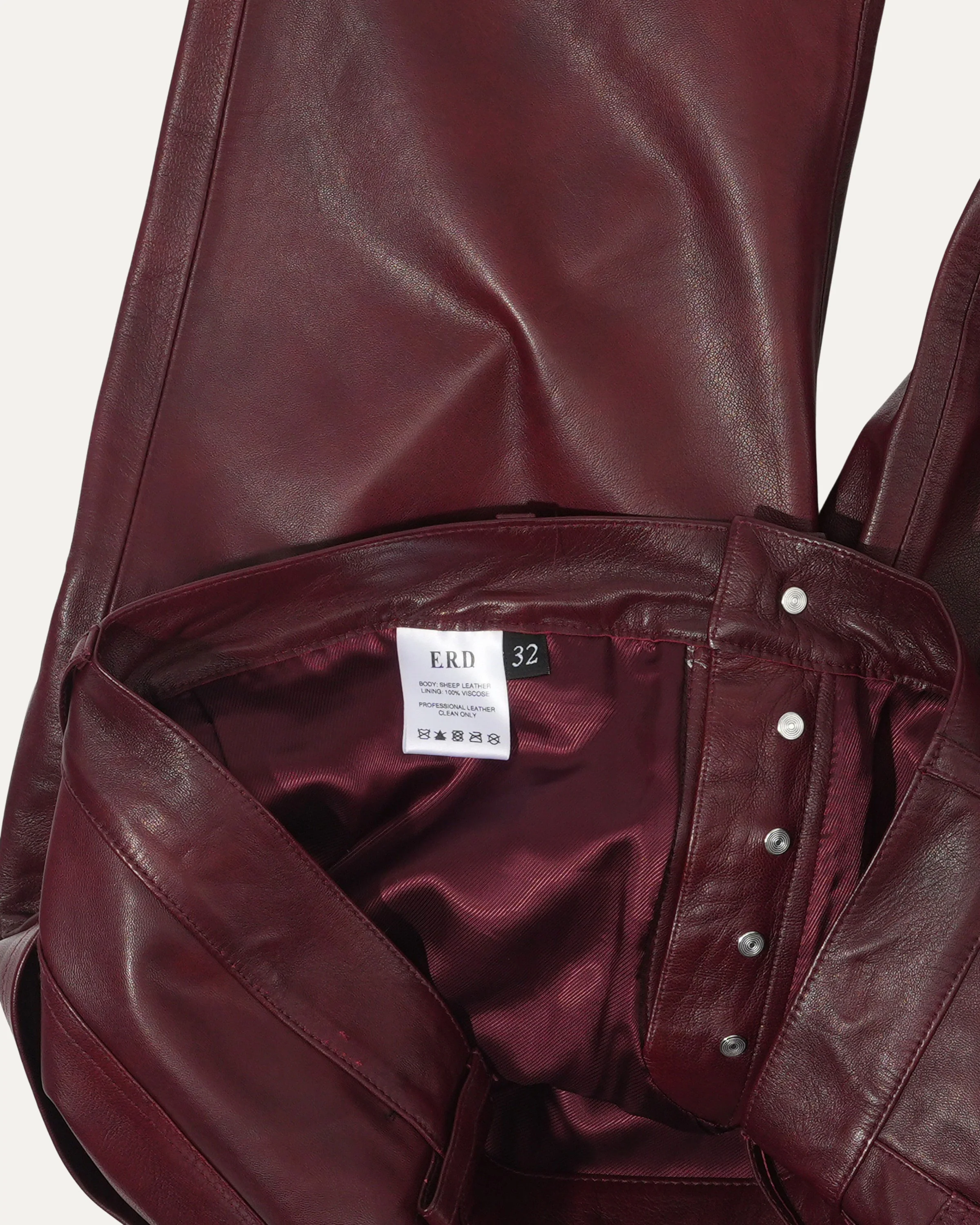 Raw Hem Leather Flare Pants - Image 4
