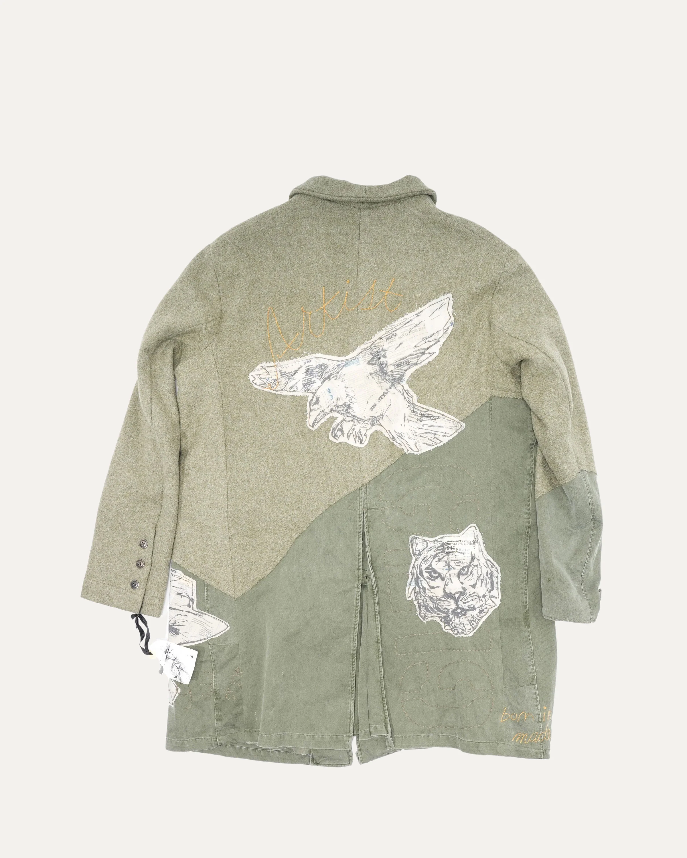 50/50 Army Tweed Trench Coat - Image 2