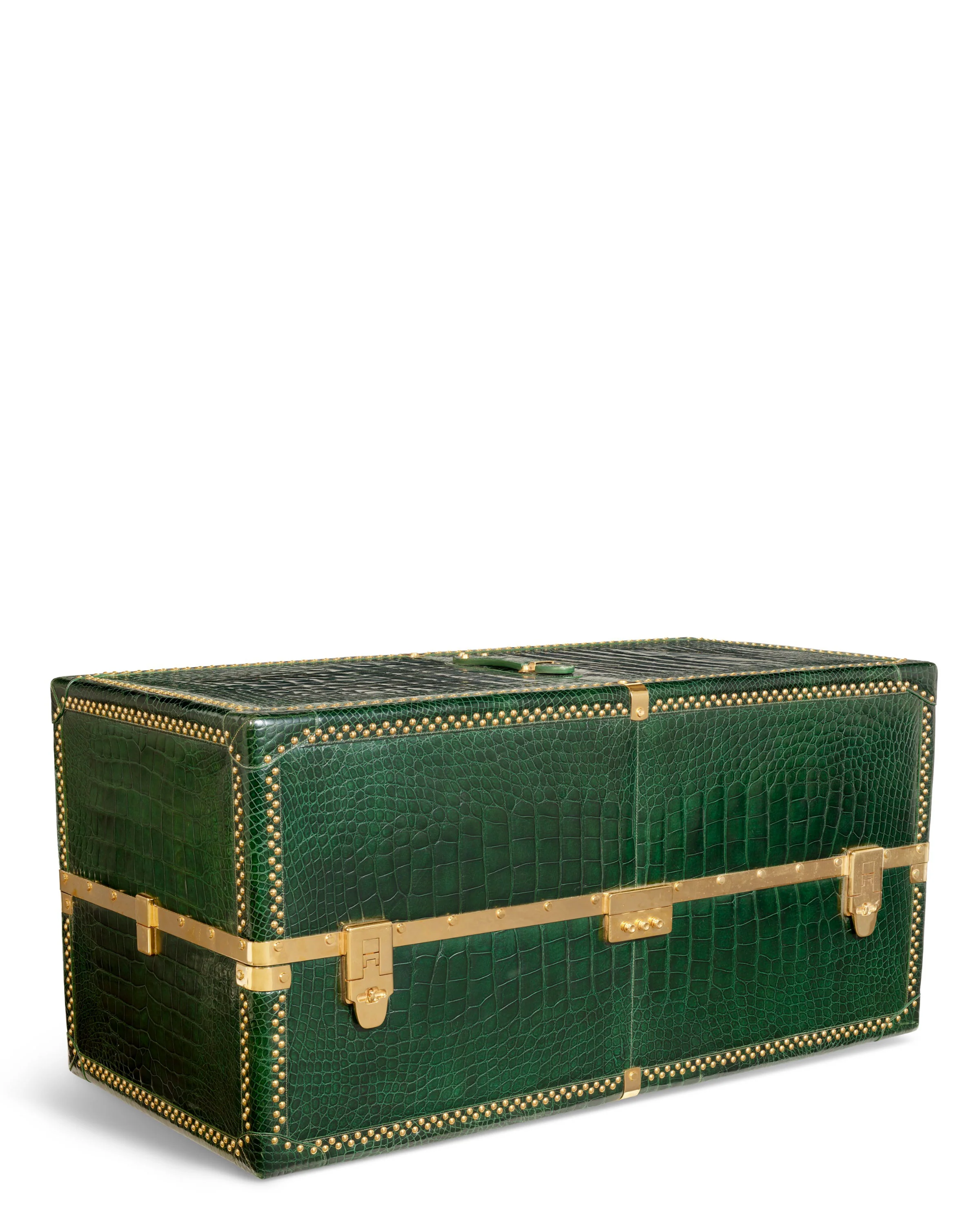 Crocodile Steamer Trunk w/ Gold Hardware - Image 3
