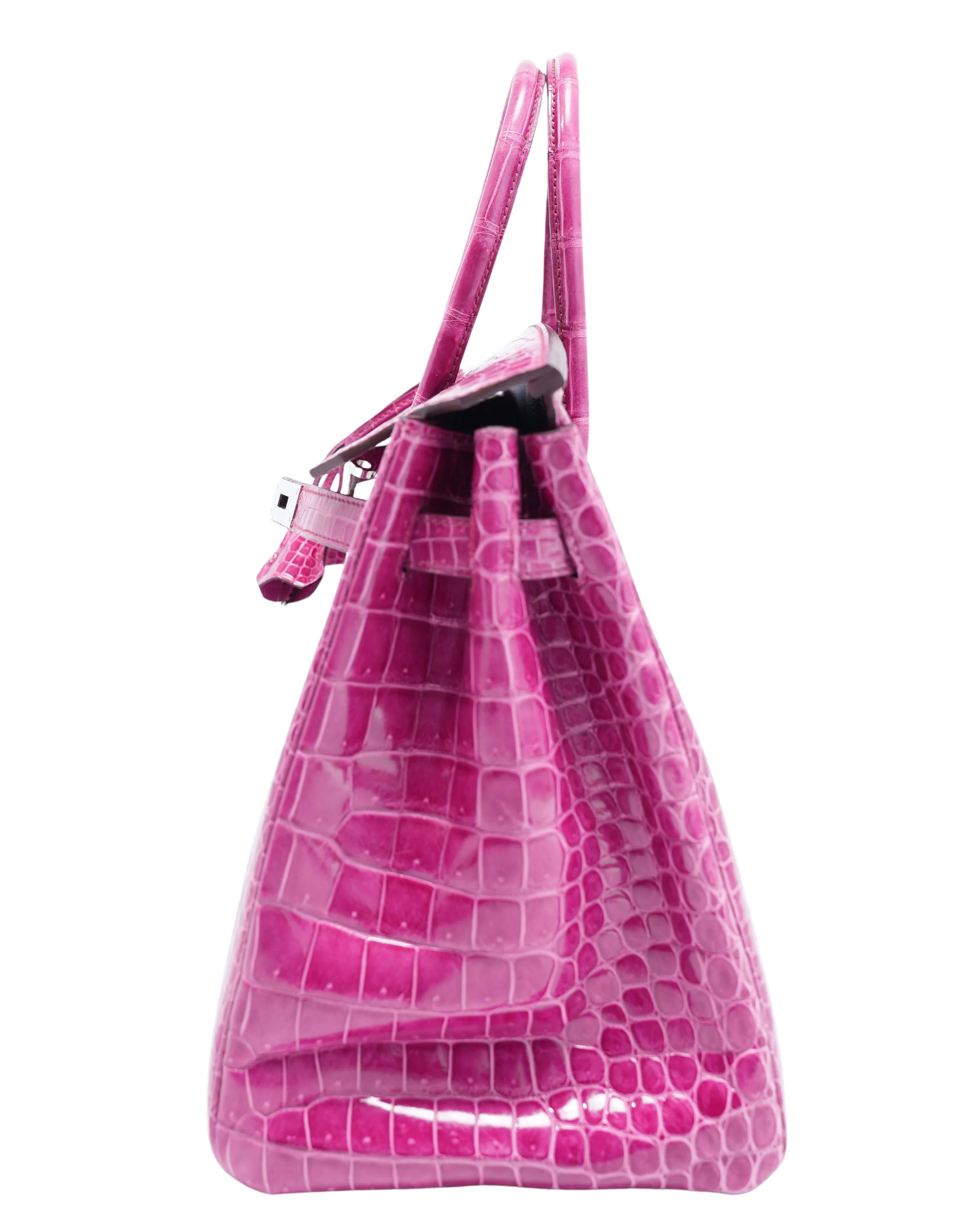 Birkin 35 Rose Pourpre Shiny Porosus Crocodile Palladium Hardware - Image 2